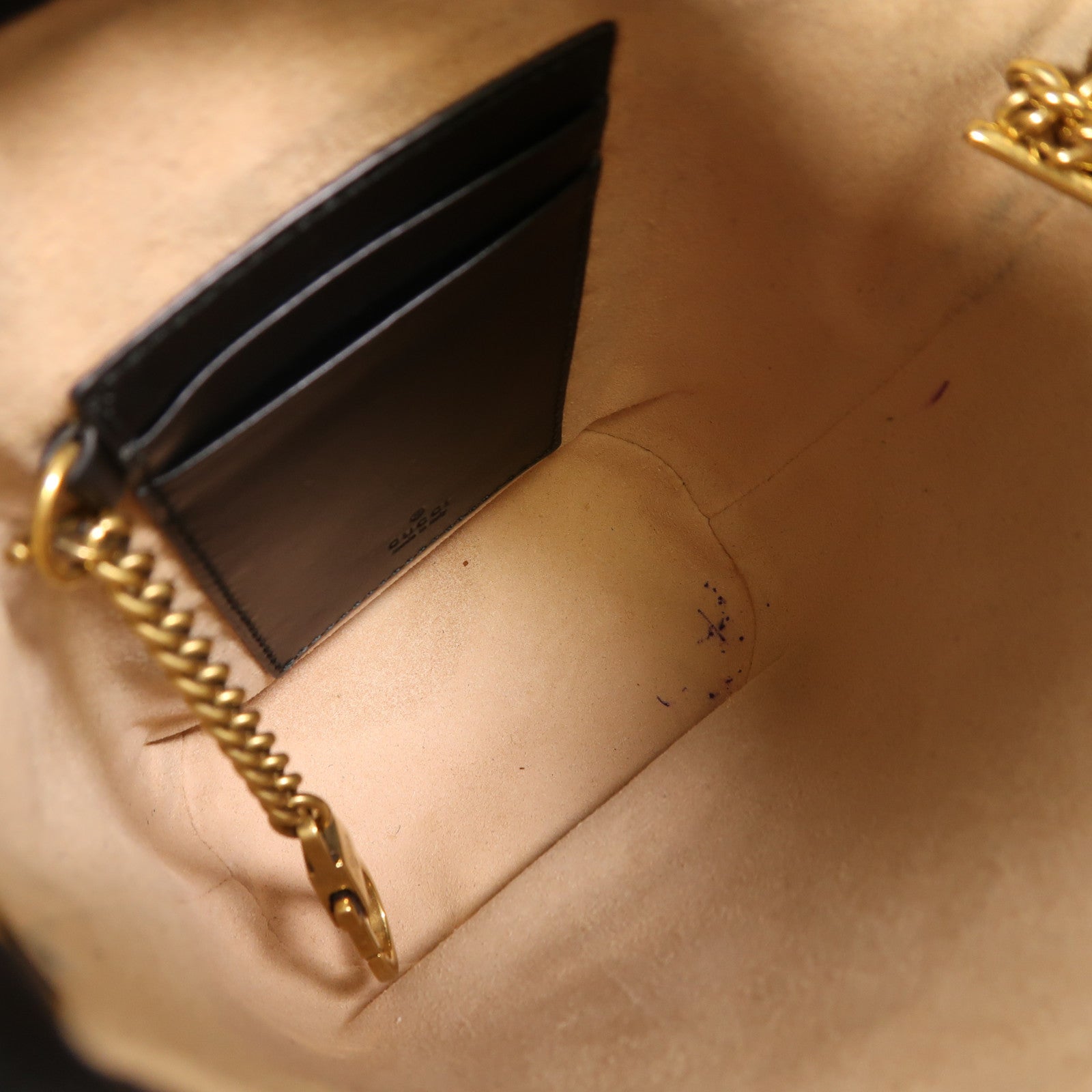 GUCCI 【激減優惠】牛皮皮革GG Marmont Mini Bucket金扣鏈帶肩背袋
