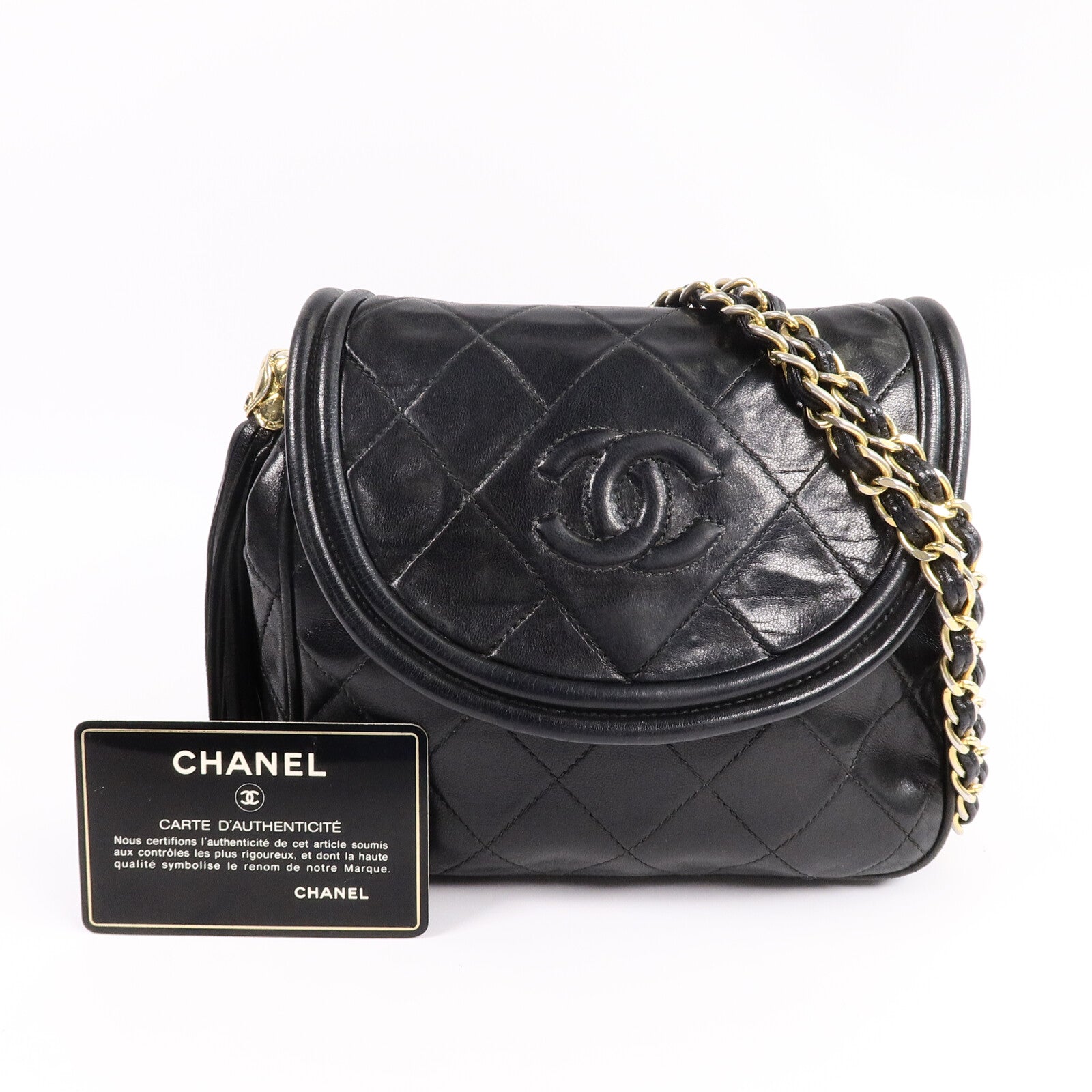CHANEL 羊皮皮革Vintage Chain Shoulder鏈帶肩背袋