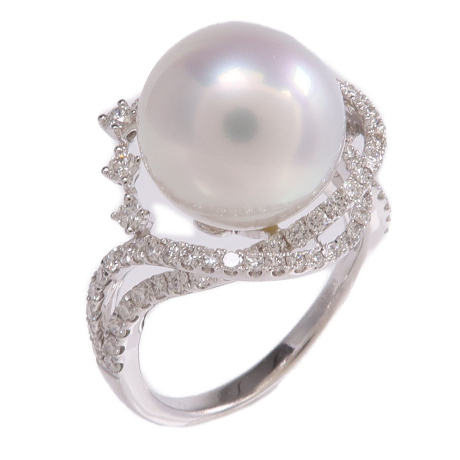 Pomellato 18K白金Pearl Diamond Ring珍珠/鑽石戒指