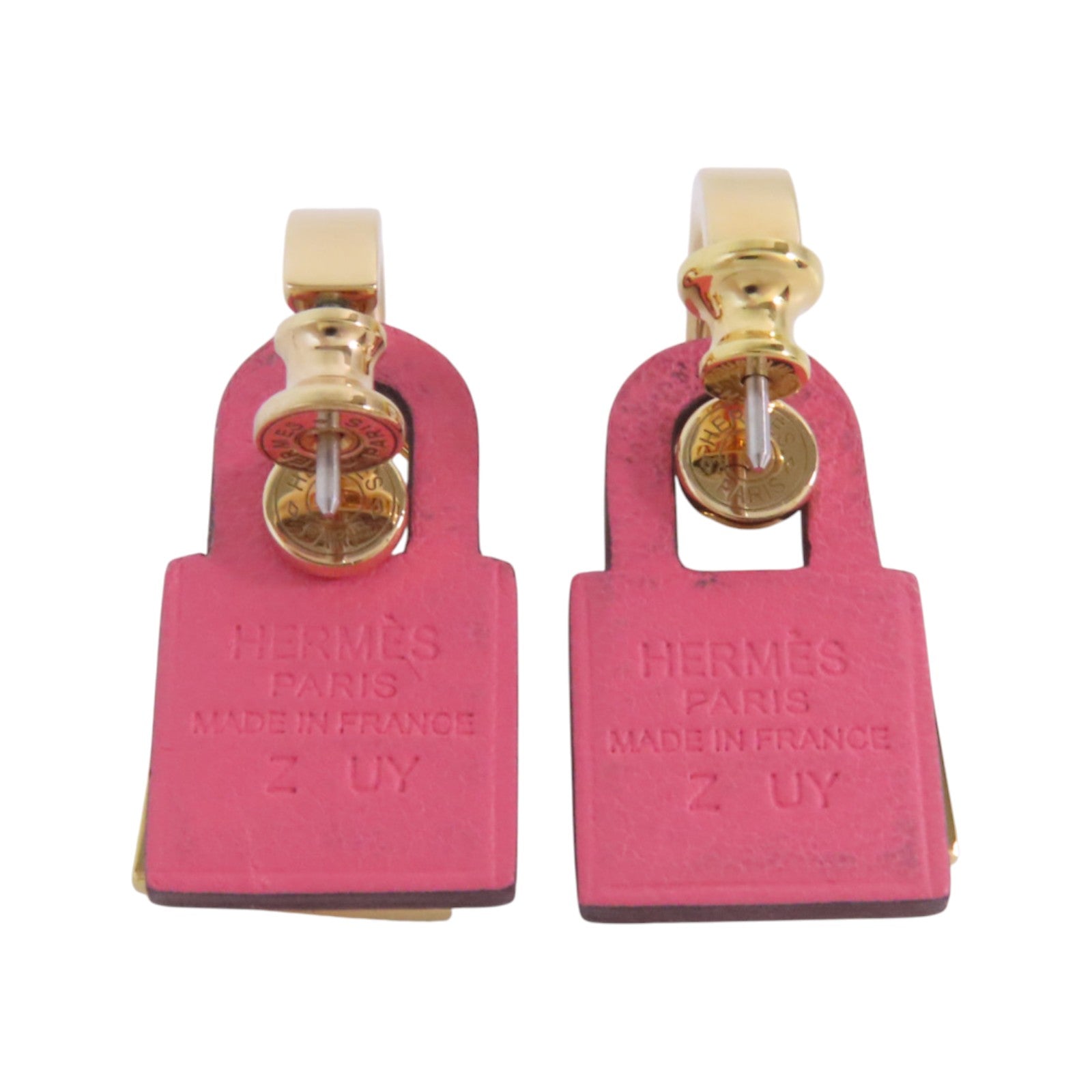 HERMES 金屬/皮革O' kelly Earrings金扣耳環