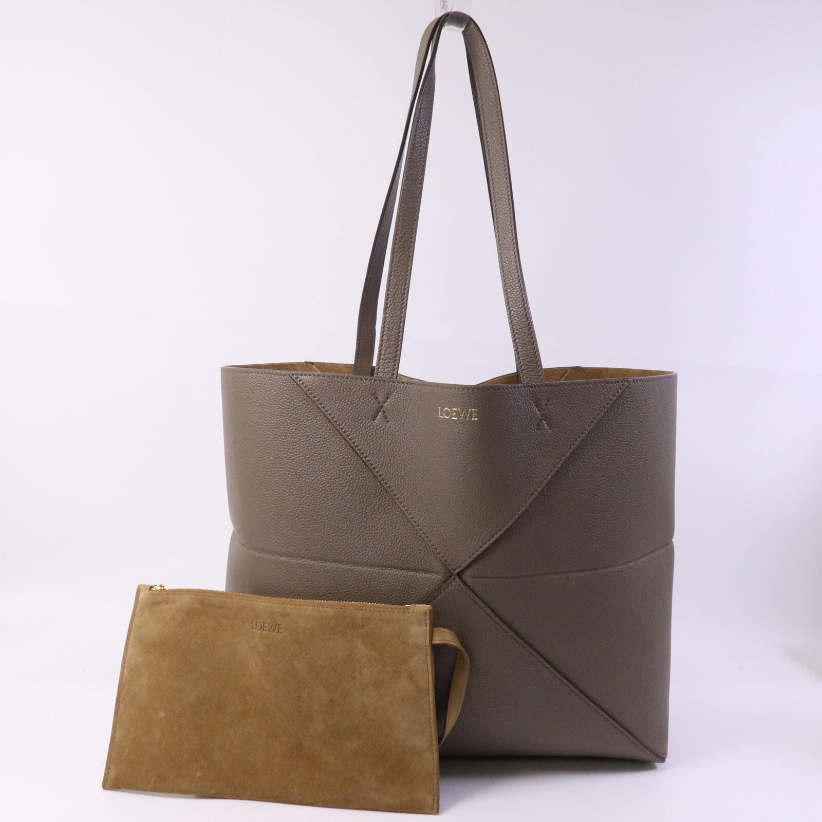 LOEWE 牛皮皮革Puzzle Fold金扣手挽袋
