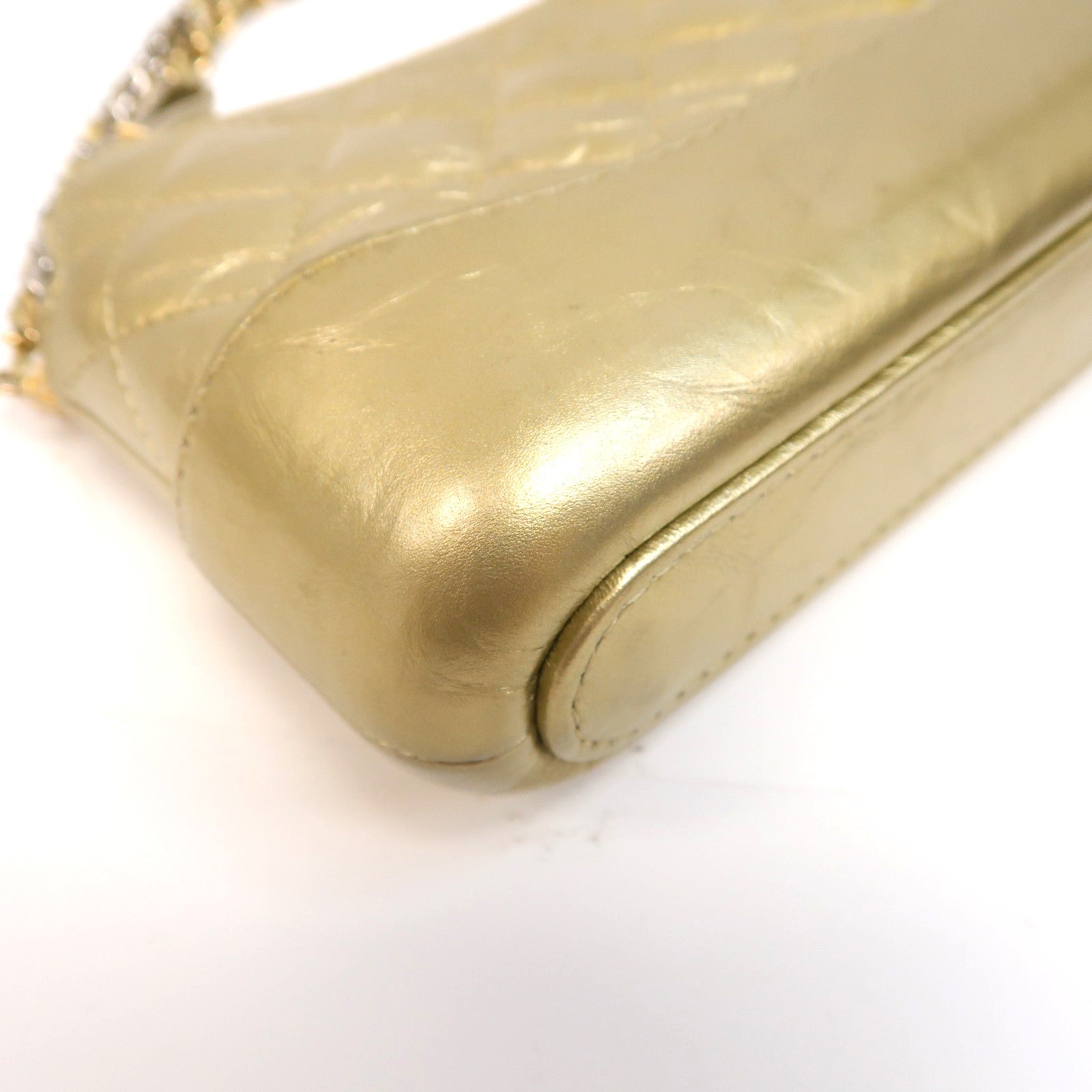 CHANEL 【激減優惠】菱格牛皮皮革Gabrielle Clutch With Chain Shoulder Bag金扣/銀扣鏈帶肩背袋金色