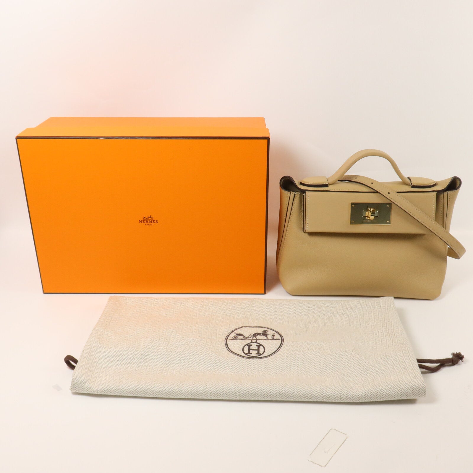 HERMES Evercolor皮革/Swift皮革24/24 Mini手挽肩背兩用袋Trench