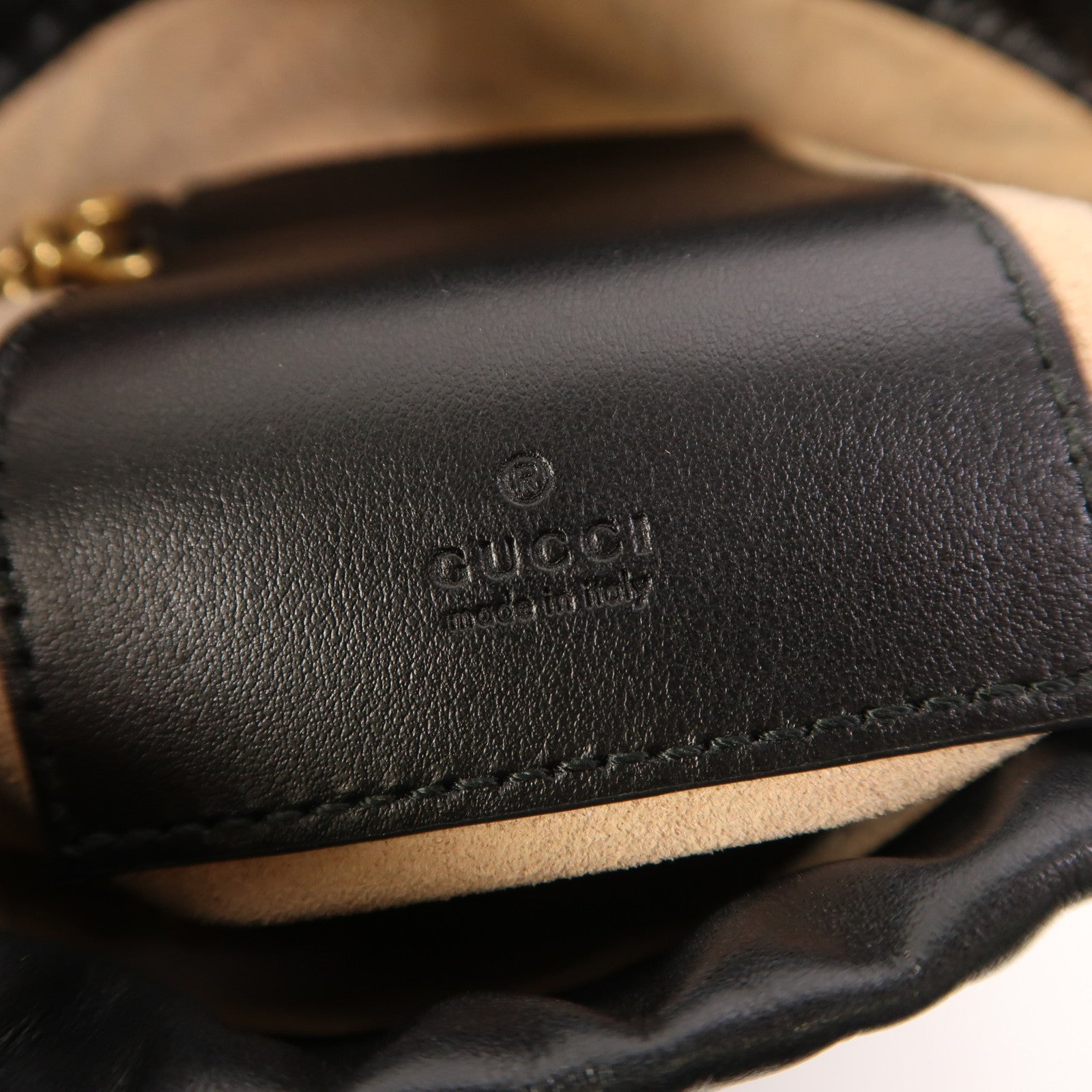GUCCI 【激減優惠】牛皮皮革GG Marmont Mini Bucket金扣鏈帶肩背袋