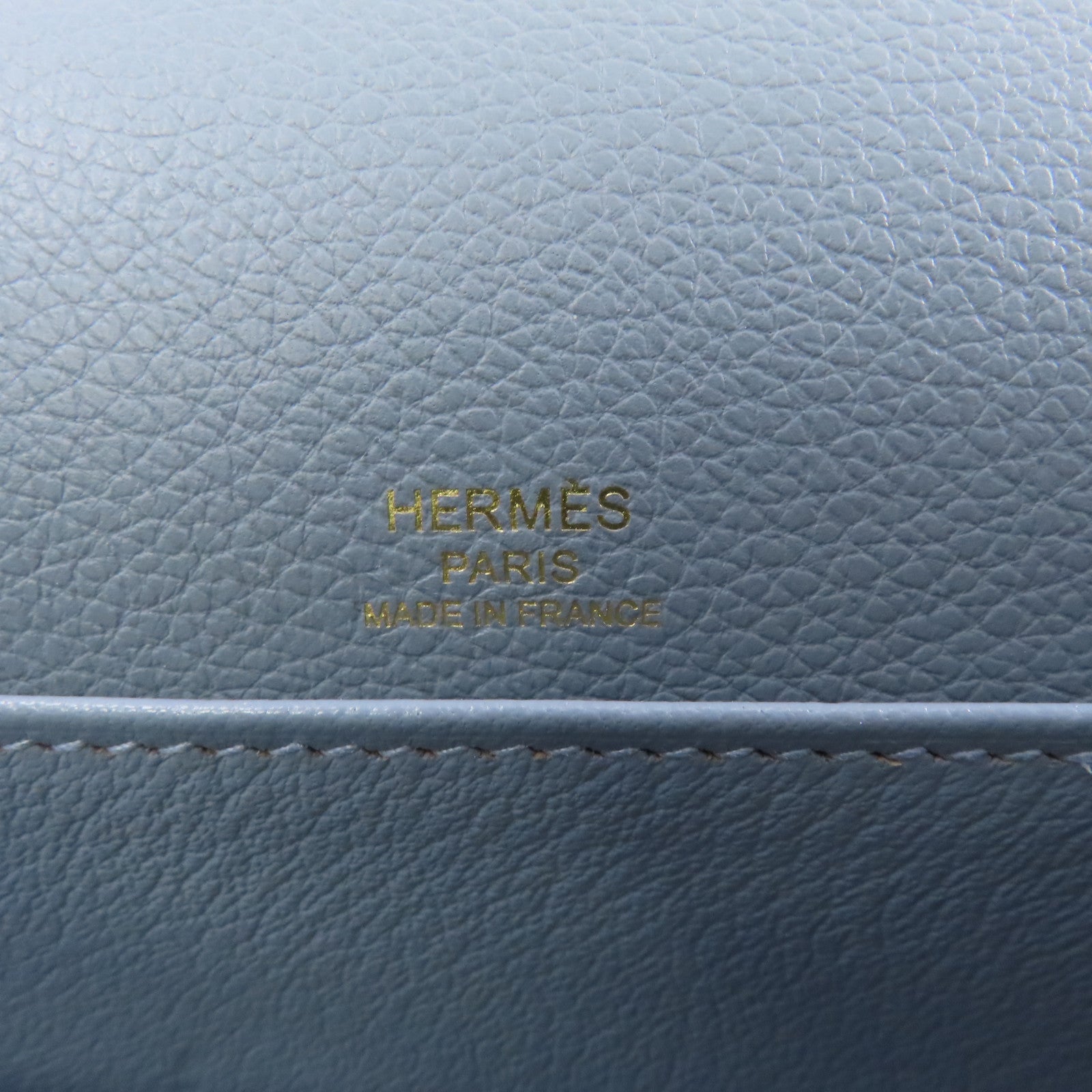 HERMES Evercolor皮革Mini Roulis銀扣肩背袋Bleu Lin/藍色