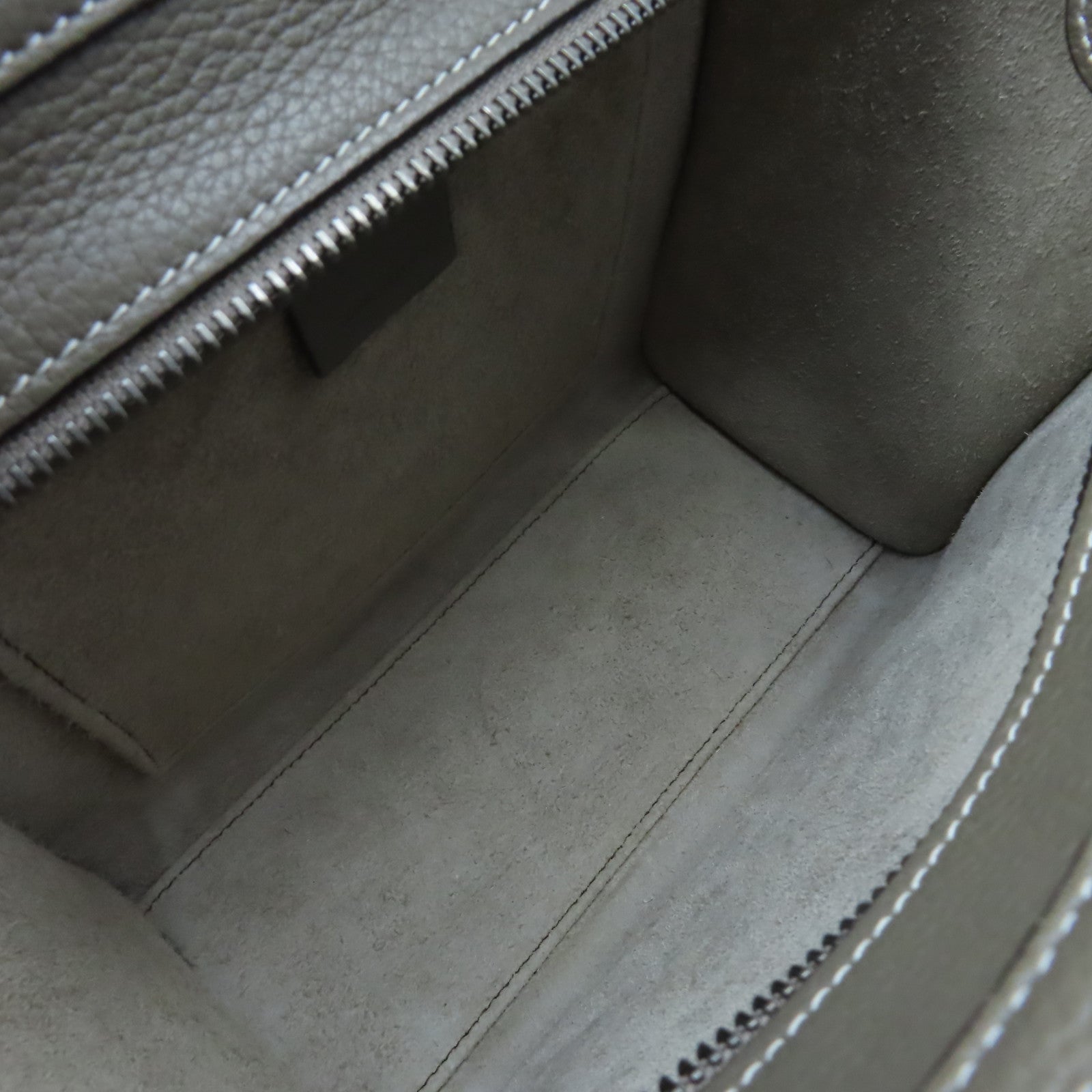 CELINE 【激減優惠】牛皮皮革Nano Luggage Shoulder Bag銀扣手挽肩背兩用袋灰色
