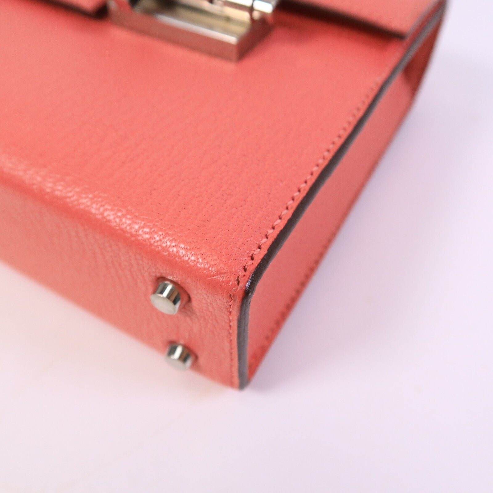HERMES Chevre皮革Verrou Mini鏈帶肩背袋Rose Lipstick