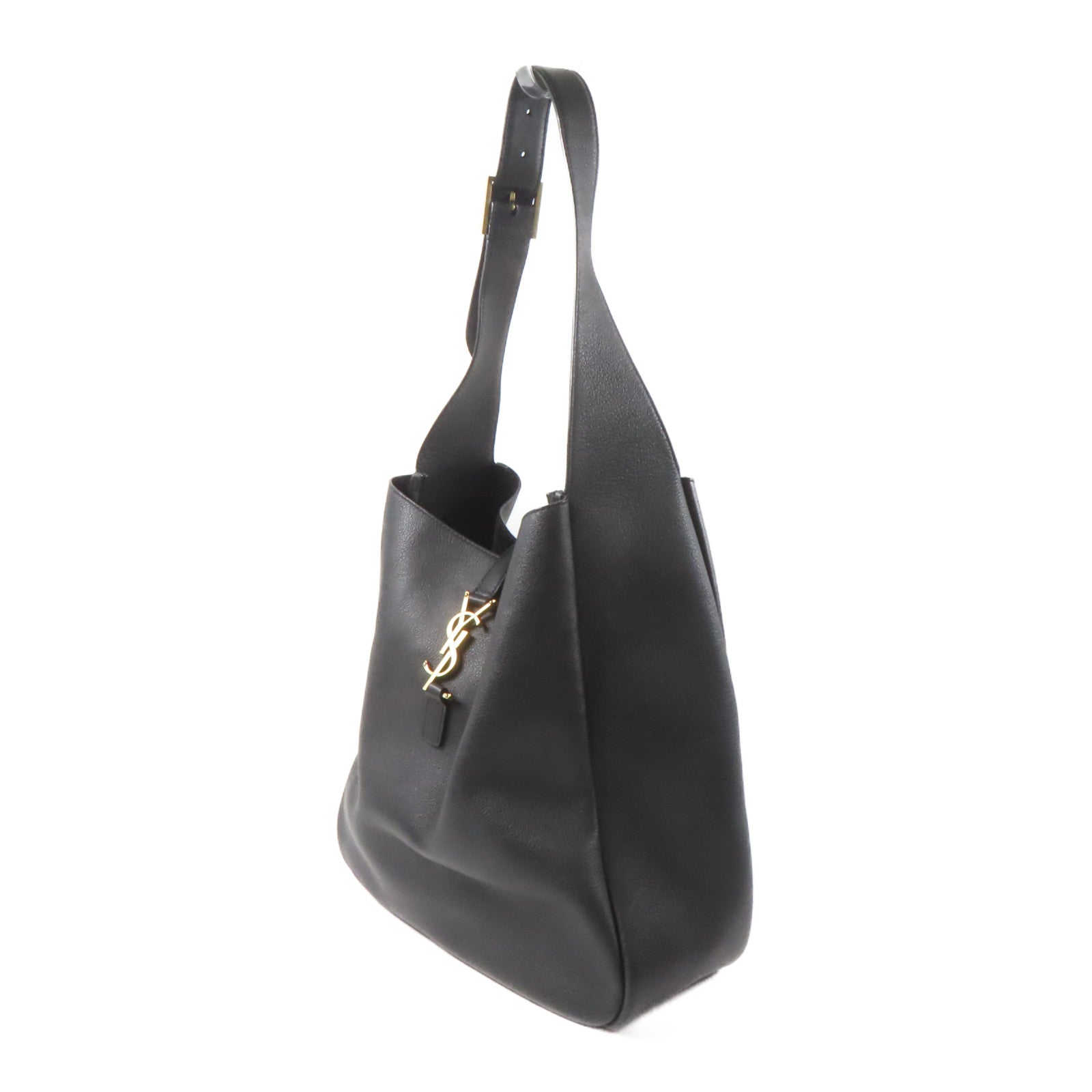 SAINT LAURENT 牛皮皮革Hobo Bag金扣肩背袋黑色