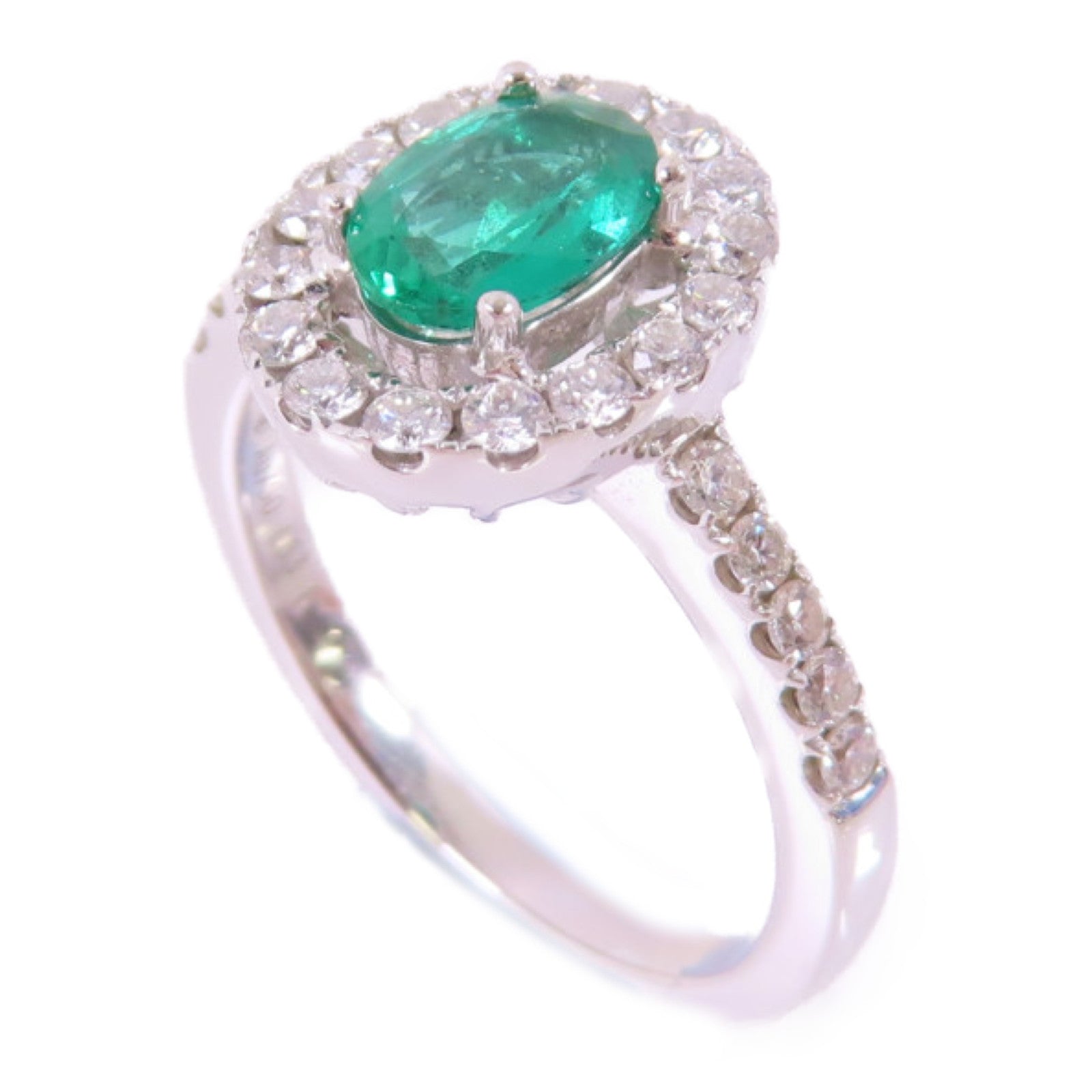 JEWELRY 18K白金/0.677ct綠寶石/0.44ct鑽石Emerald Diamond Ring戒指US#6