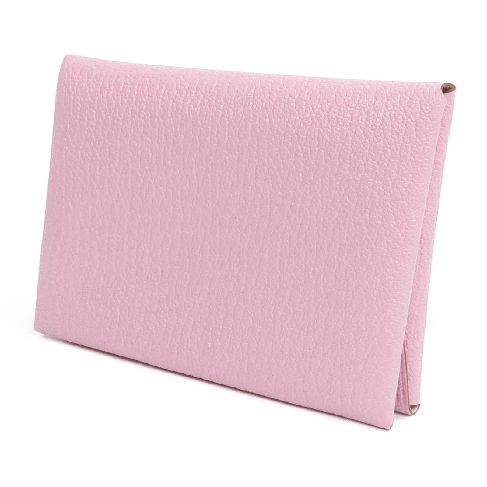 HERMES Chevre皮革Calvi Duo Compact卡片套Mauve Sylvestre