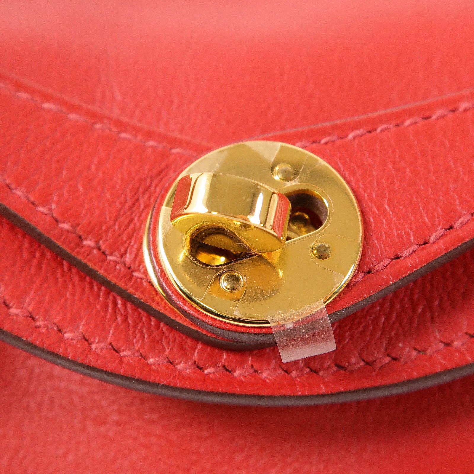 HERMES GHW Mini Lindy 2 Way Shoulder Bag Handbag Swift Leather Rouge Casaque/Red