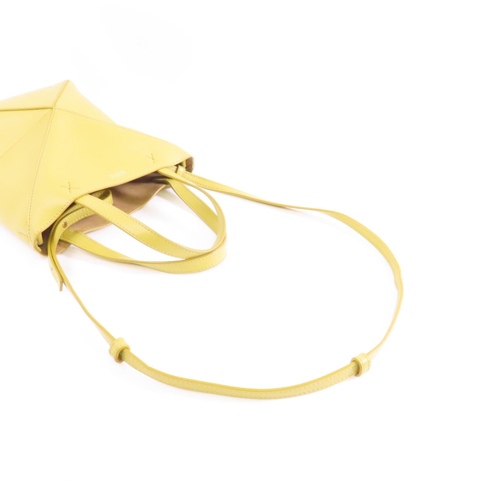 LOEWE 牛皮皮革Shoulder Bag金扣手挽肩背兩用袋黃色