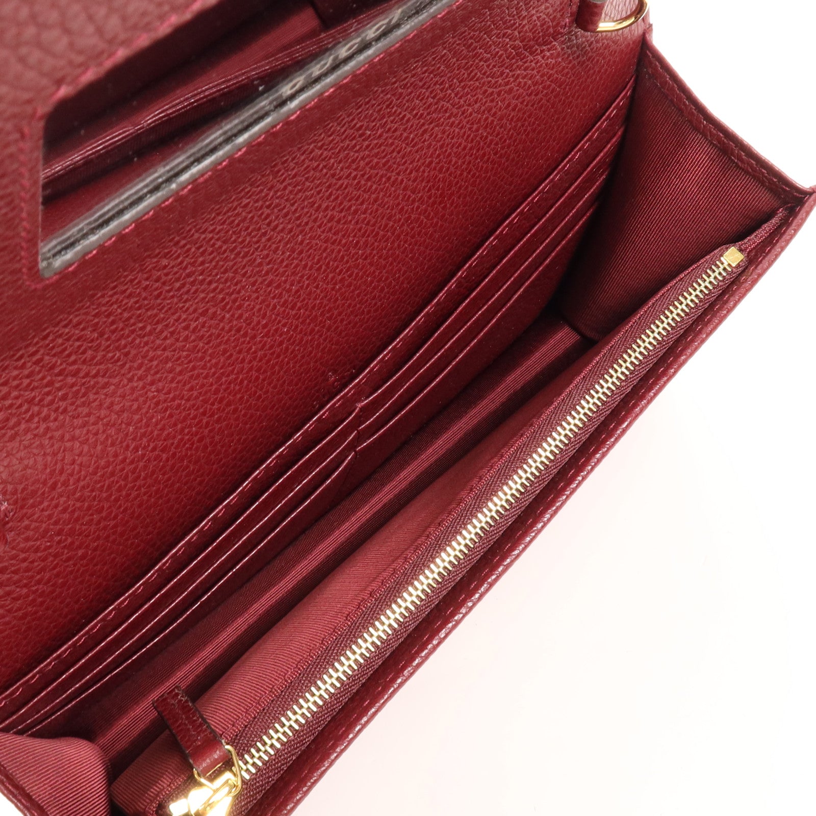 GUCCI 牛皮皮革/塗層帆布GG Marmont Bi-Color Wallet On Chain金扣鏈帶肩背袋