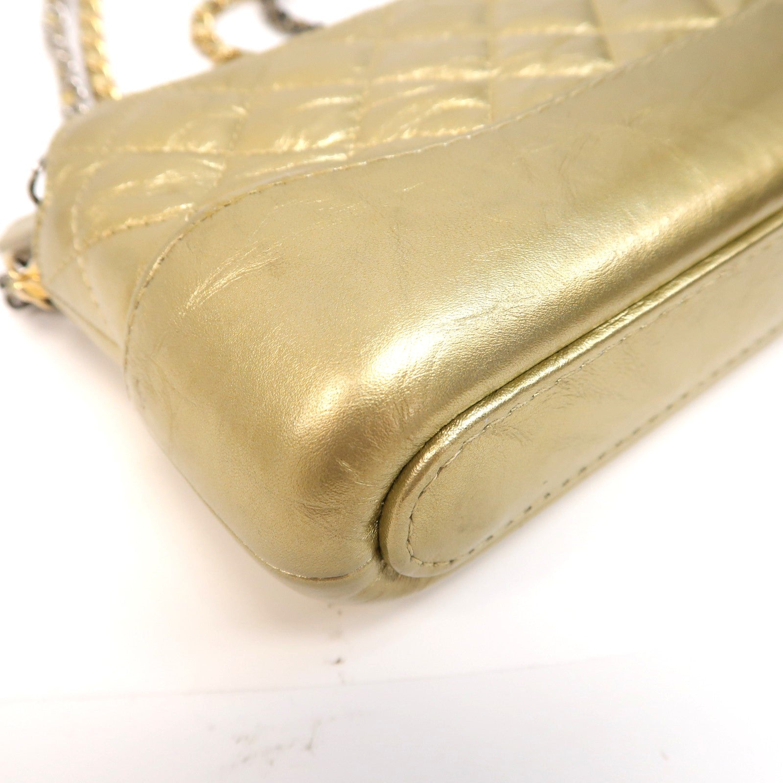 CHANEL 【激減優惠】菱格牛皮皮革Gabrielle Clutch With Chain Shoulder Bag金扣/銀扣鏈帶肩背袋金色