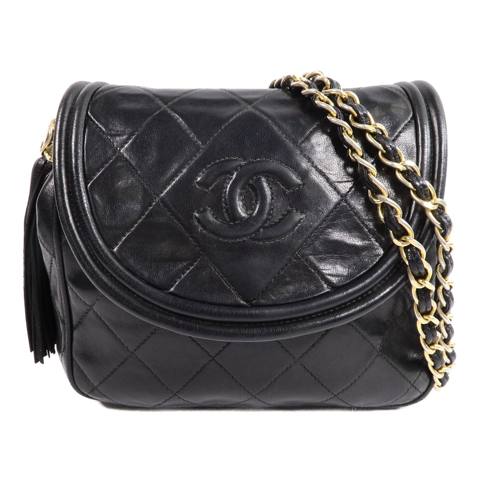 CHANEL 羊皮皮革Vintage Chain Shoulder鏈帶肩背袋