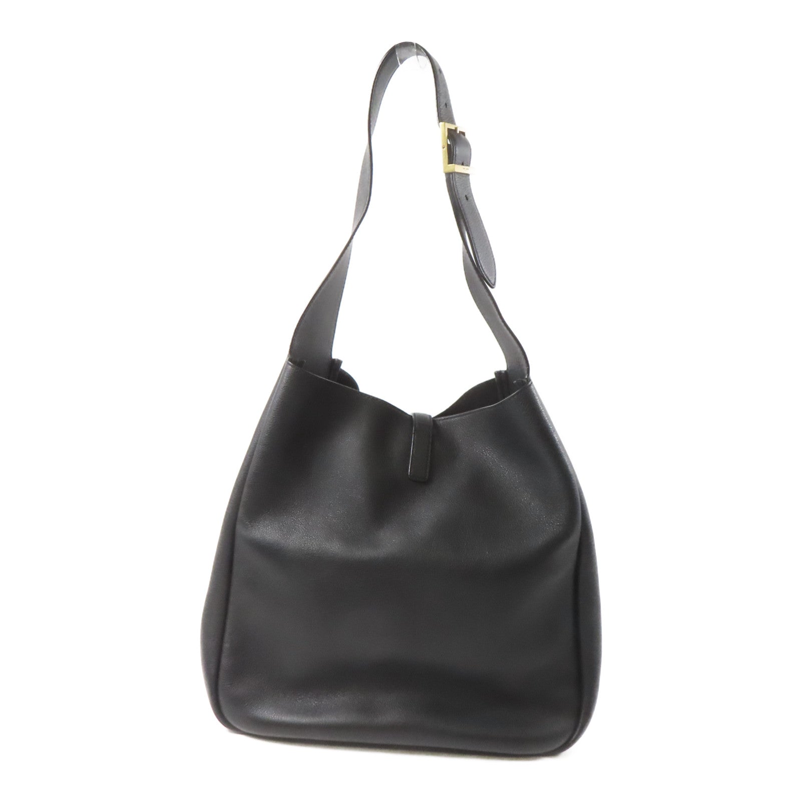 SAINT LAURENT 牛皮皮革Hobo Bag金扣肩背袋黑色