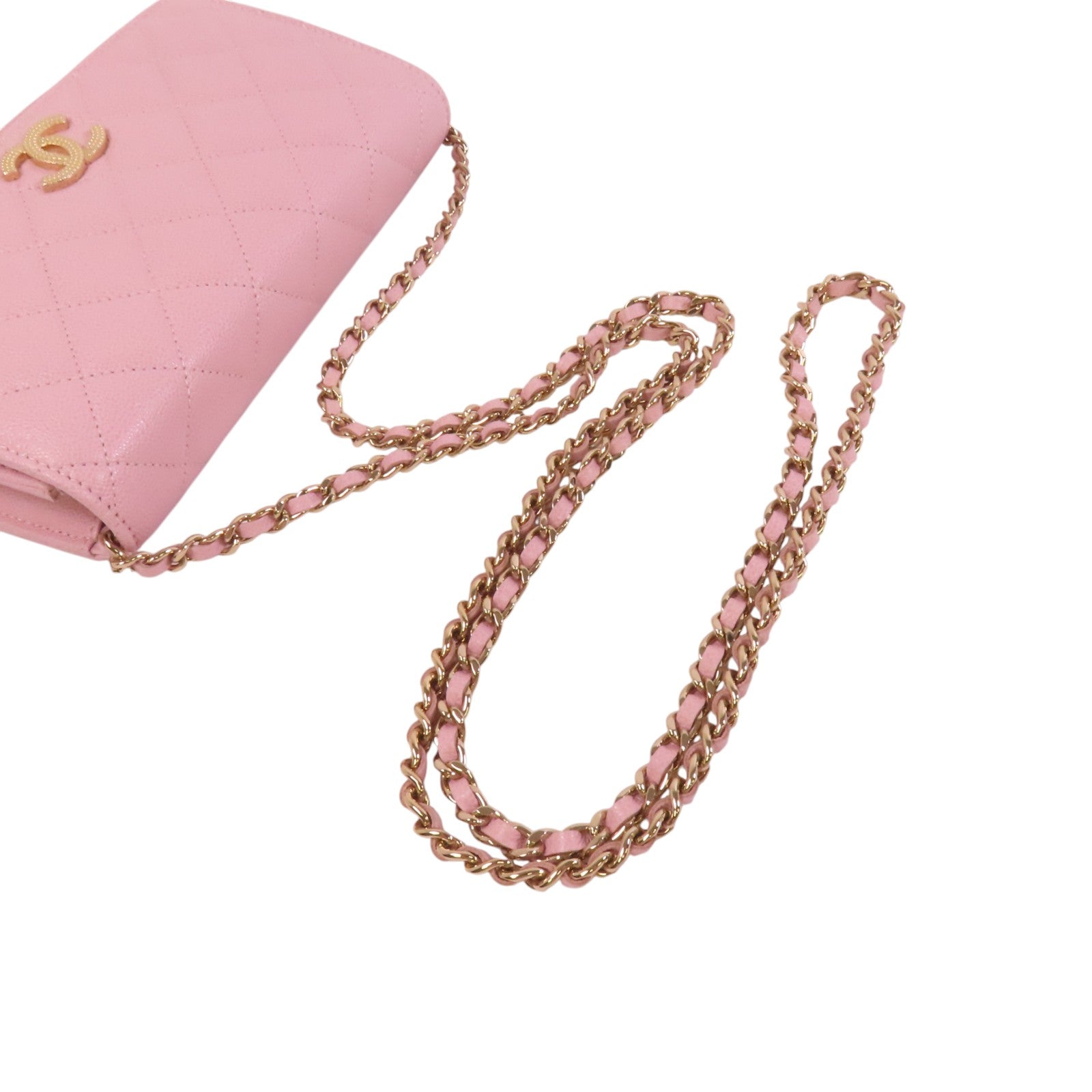 CHANEL 牛皮皮革WOC Wallet On Chain金扣鏈帶肩背袋