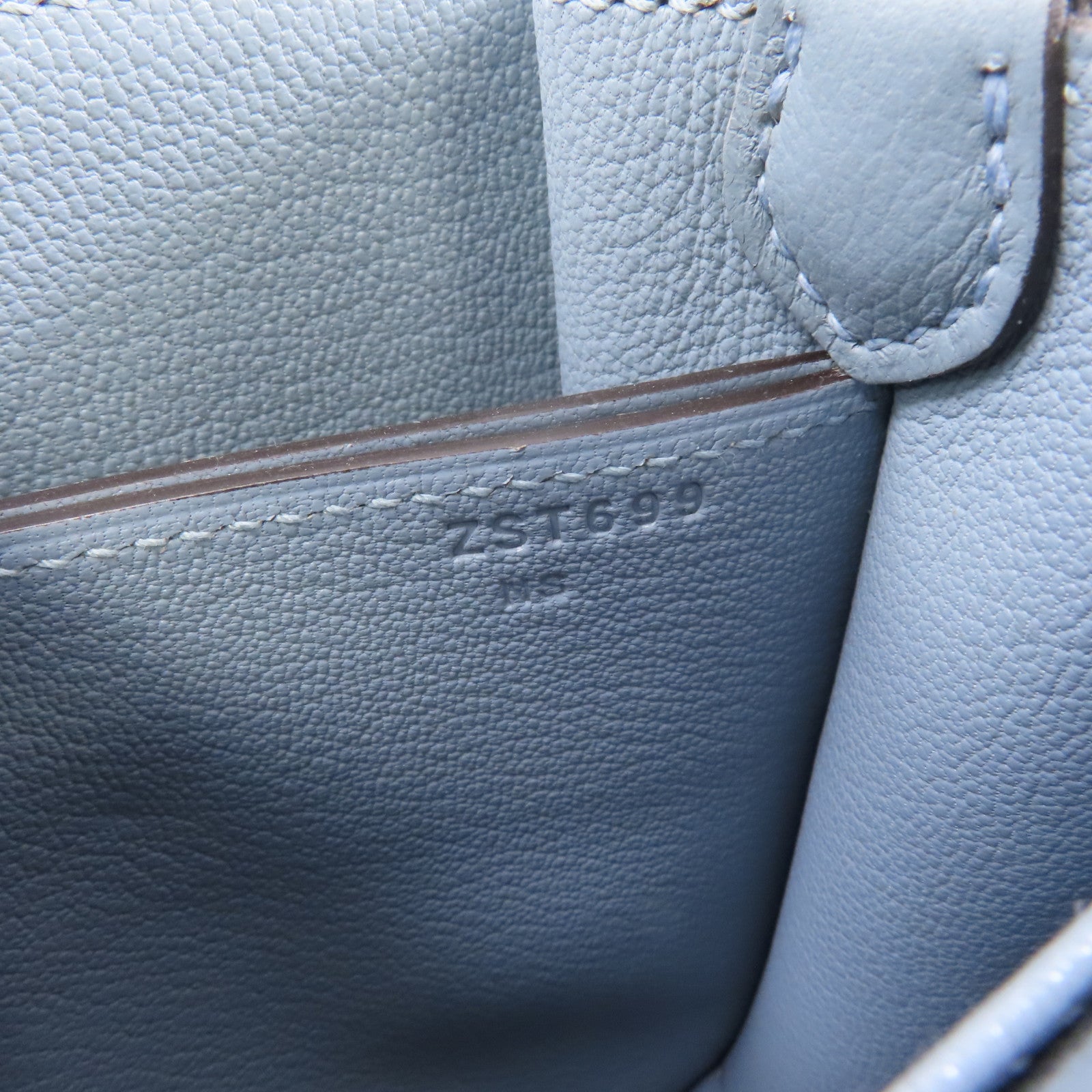 HERMES Evercolor皮革Mini Roulis銀扣肩背袋Bleu Lin/藍色