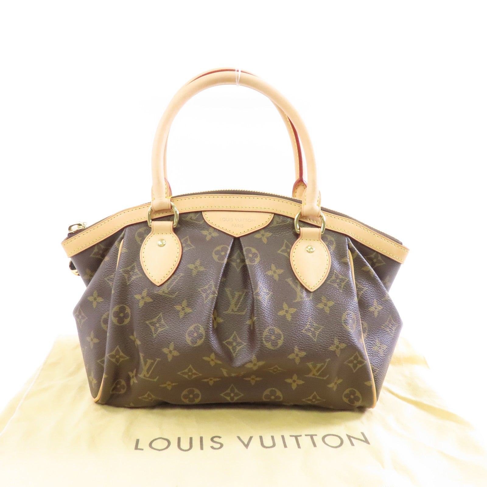 LOUIS VUITTON Monogram Tivoli PM金扣手挽袋棕色