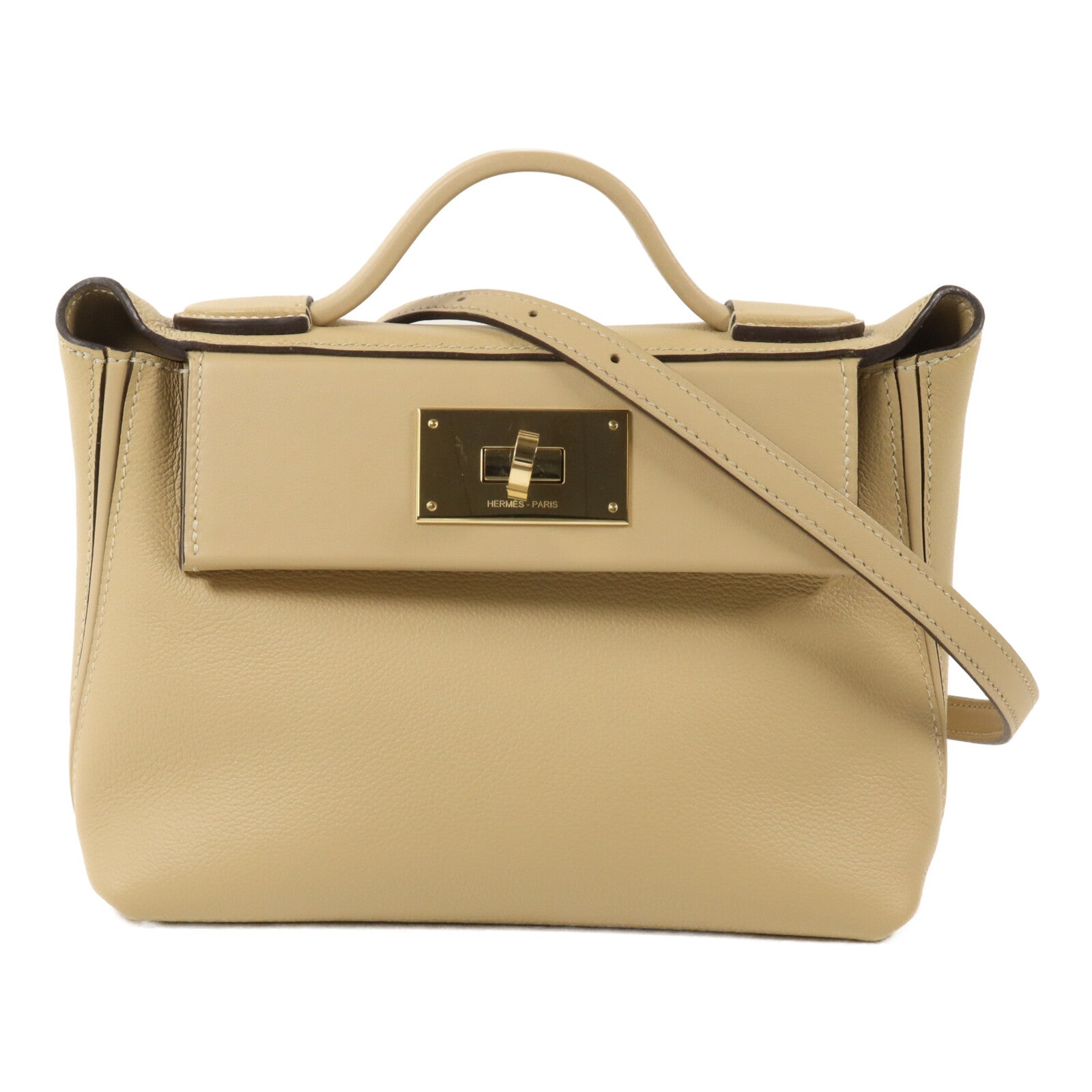 HERMES Evercolor皮革/Swift皮革24/24 Mini手挽肩背兩用袋Trench
