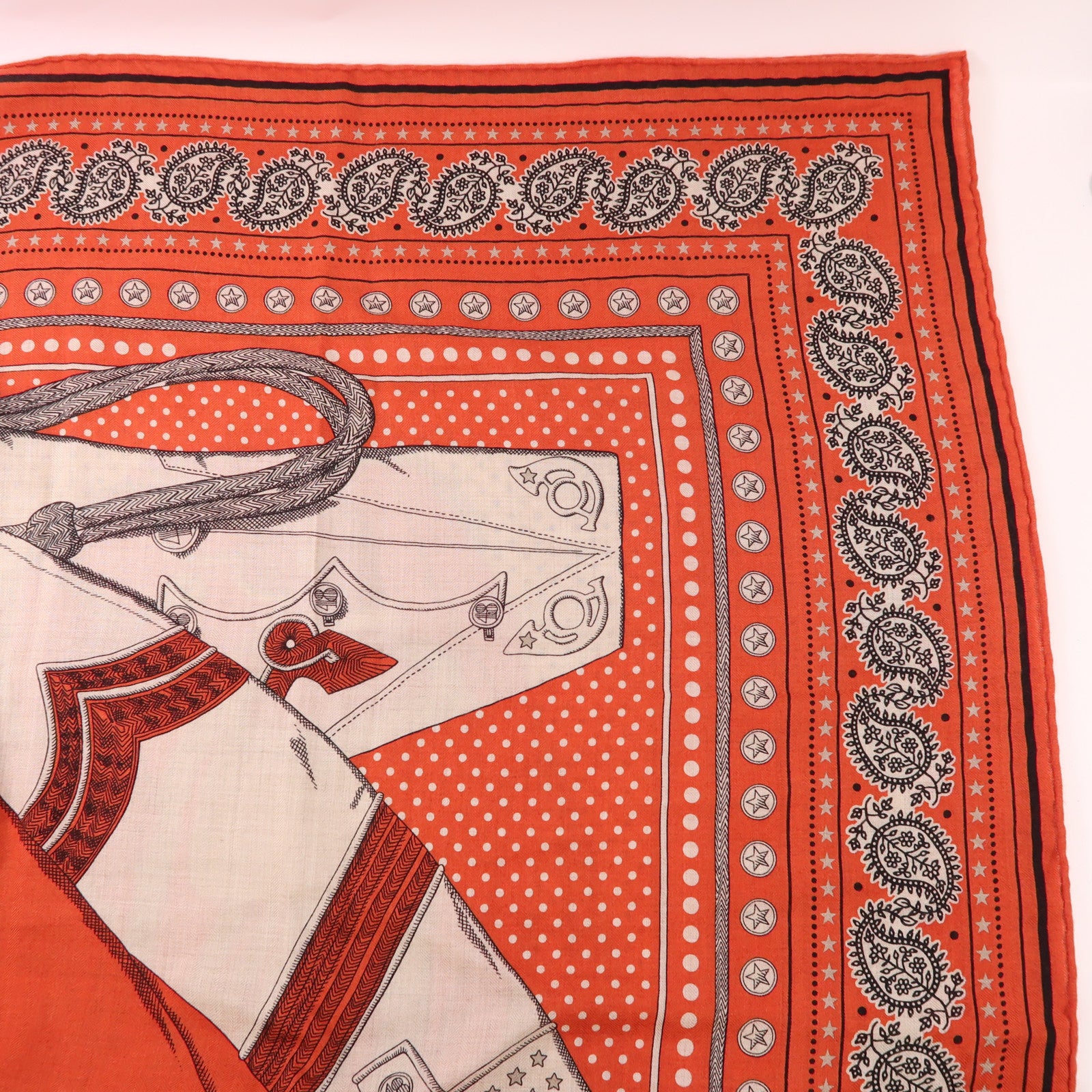 HERMES 羊絨/絲質Scarf 140X140絲巾Rouge Tomate