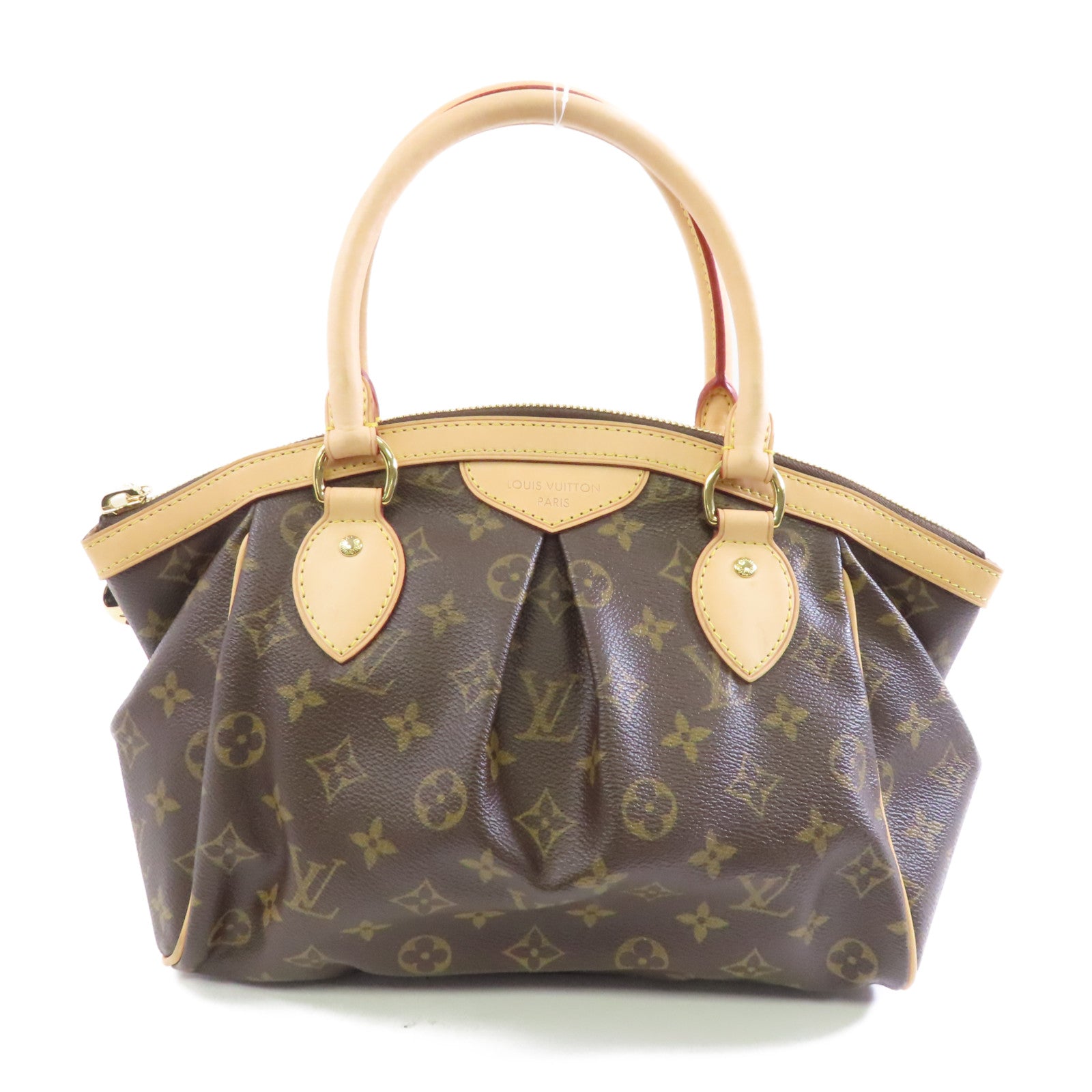 LOUIS VUITTON Monogram Tivoli PM金扣手挽袋棕色