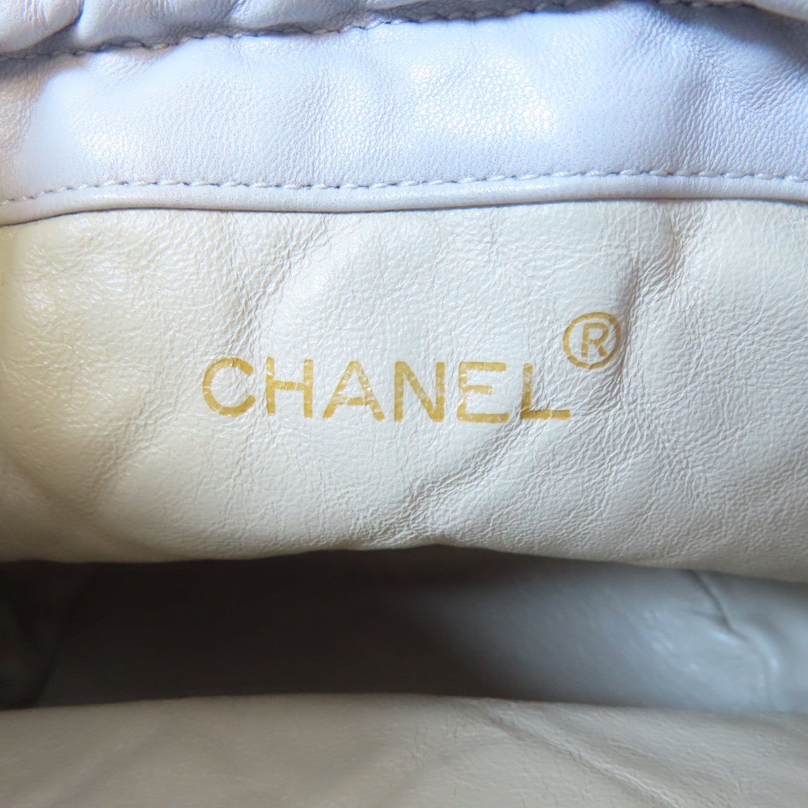 CHANEL 【激減優惠】菱格羊皮皮革Vintage Bucket Bag金扣肩背袋灰色