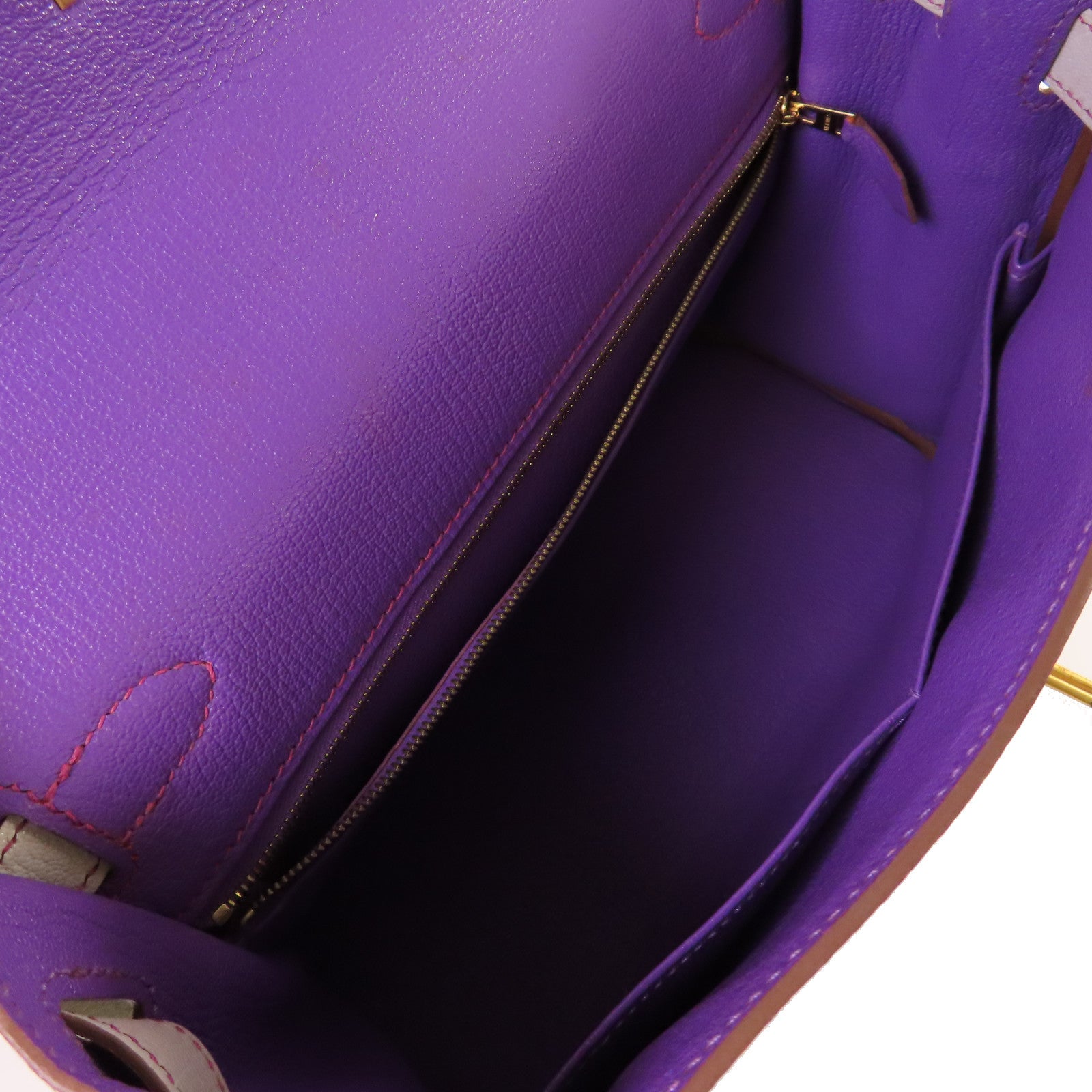 HERMES 【激減優惠】Clemence皮革Kelly 28 2Way Shoulder Bag金扣手挽肩背兩用袋9P Parme帕爾馬紫色/8U Bleu Glacier 冰川藍色