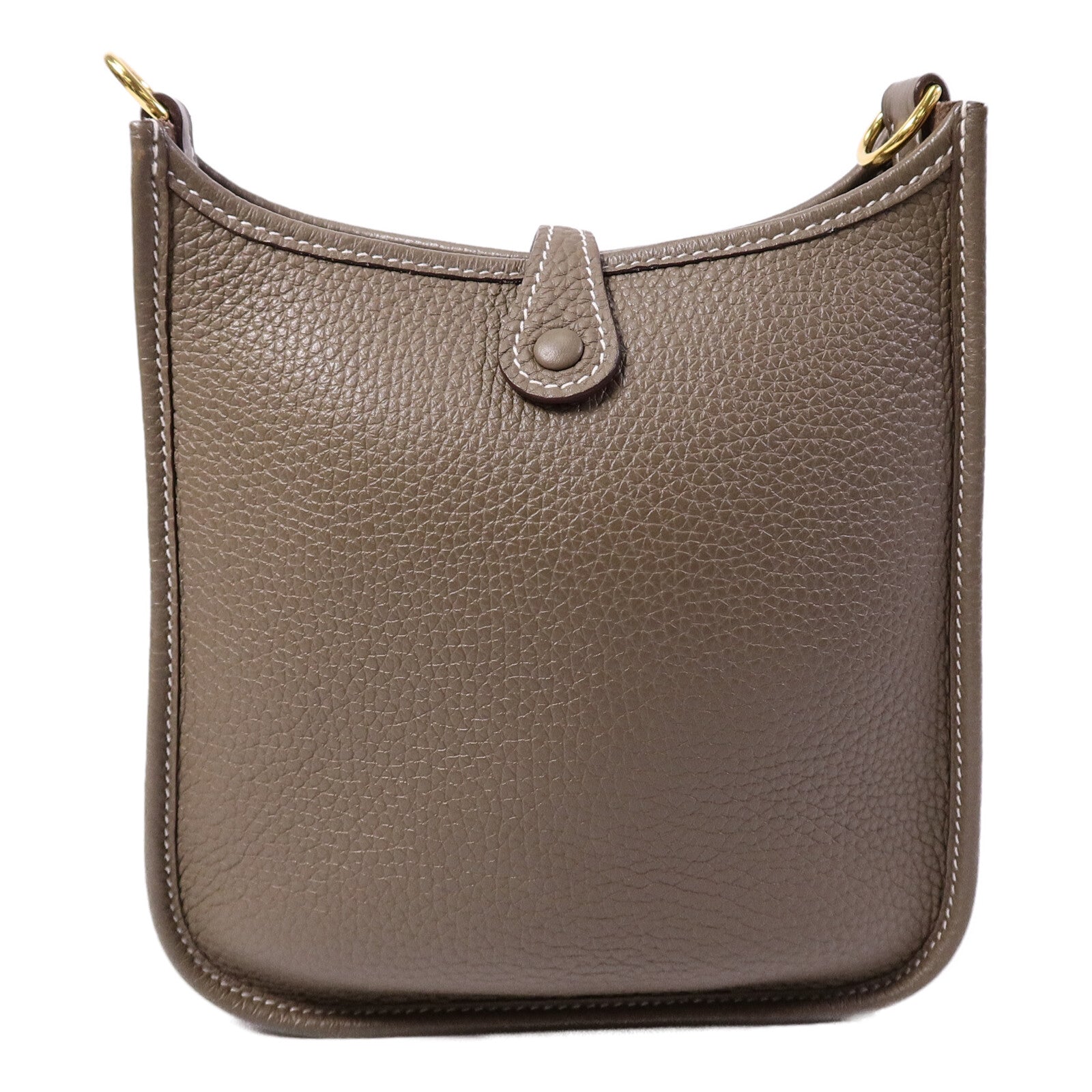 HERMES Clemence皮革Evelyne TPM肩背袋Etoupe/Blue Indigo