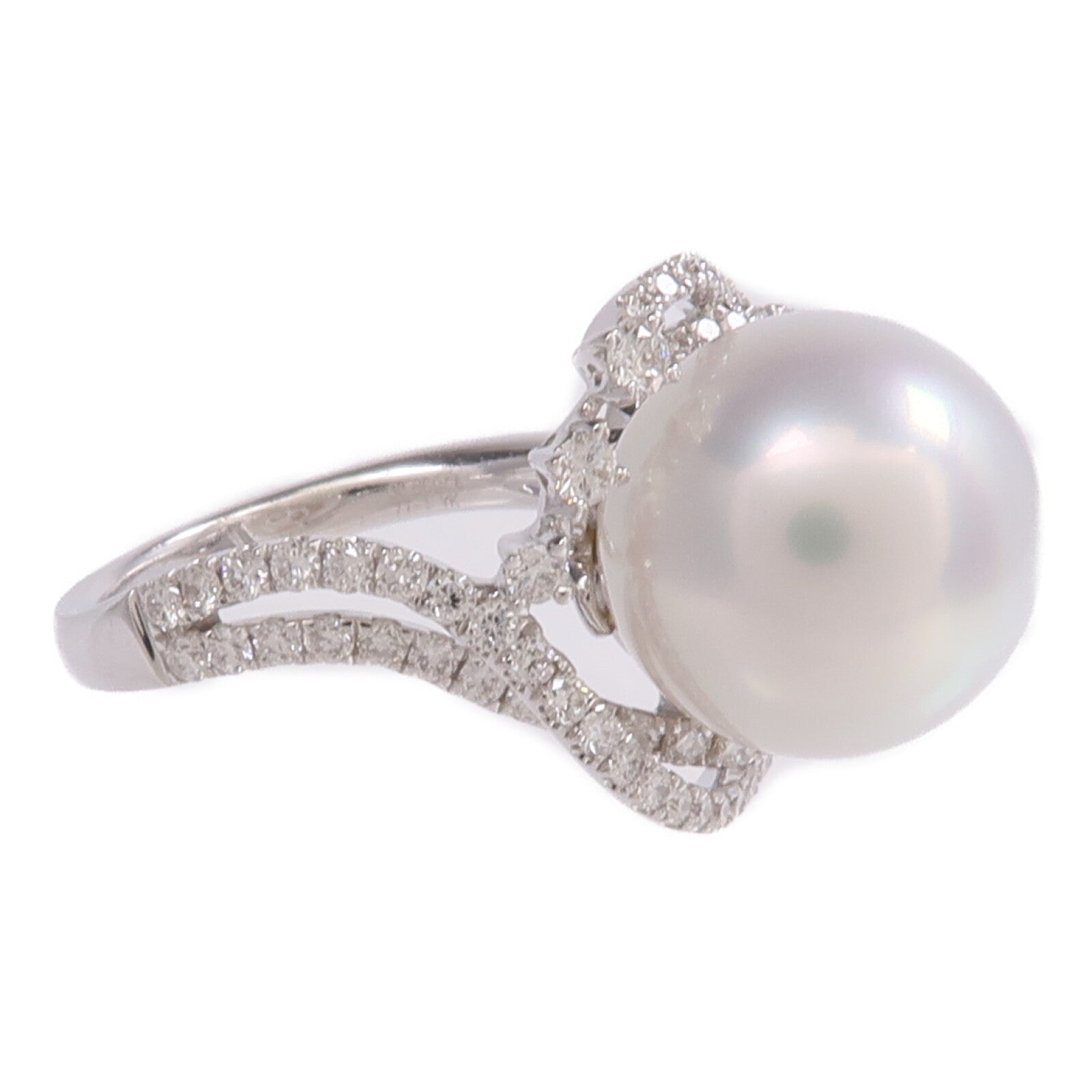 Pomellato 18K白金Pearl Diamond Ring珍珠/鑽石戒指