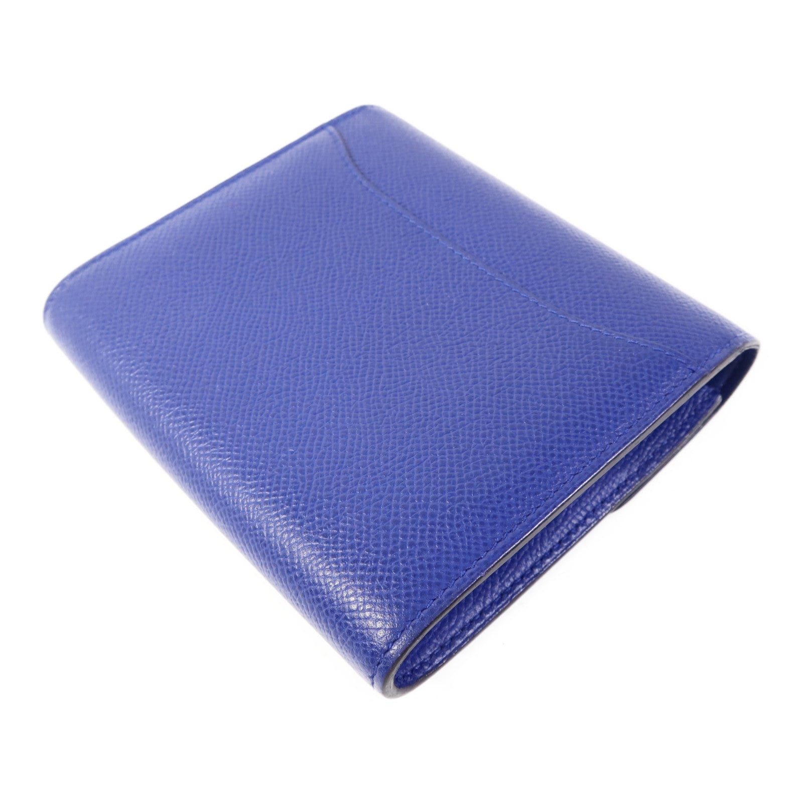 HERMES Epsom皮革Constance Short Wallet金扣錢包Bleu Electrique