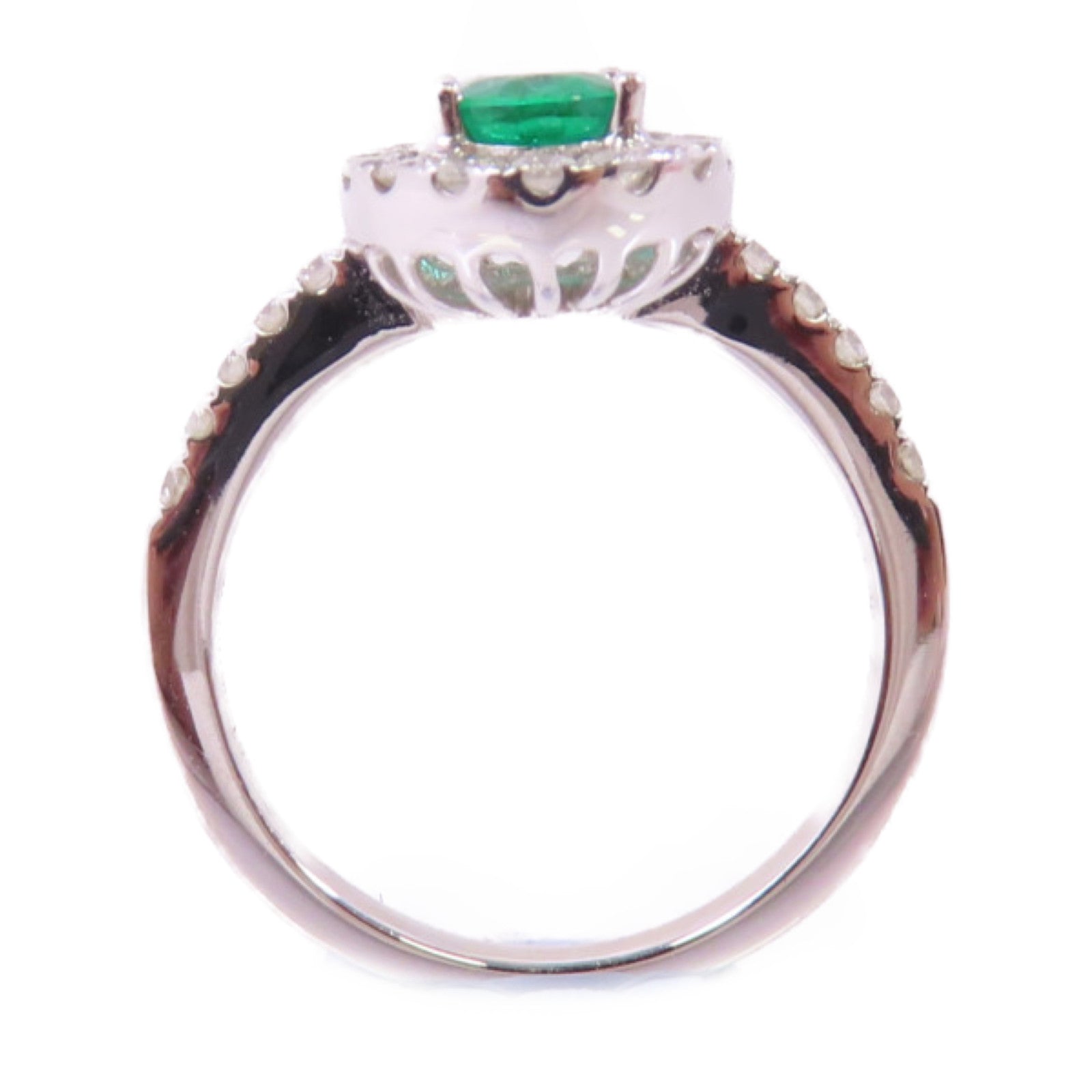 JEWELRY 18K白金/0.677ct綠寶石/0.44ct鑽石Emerald Diamond Ring戒指US#6