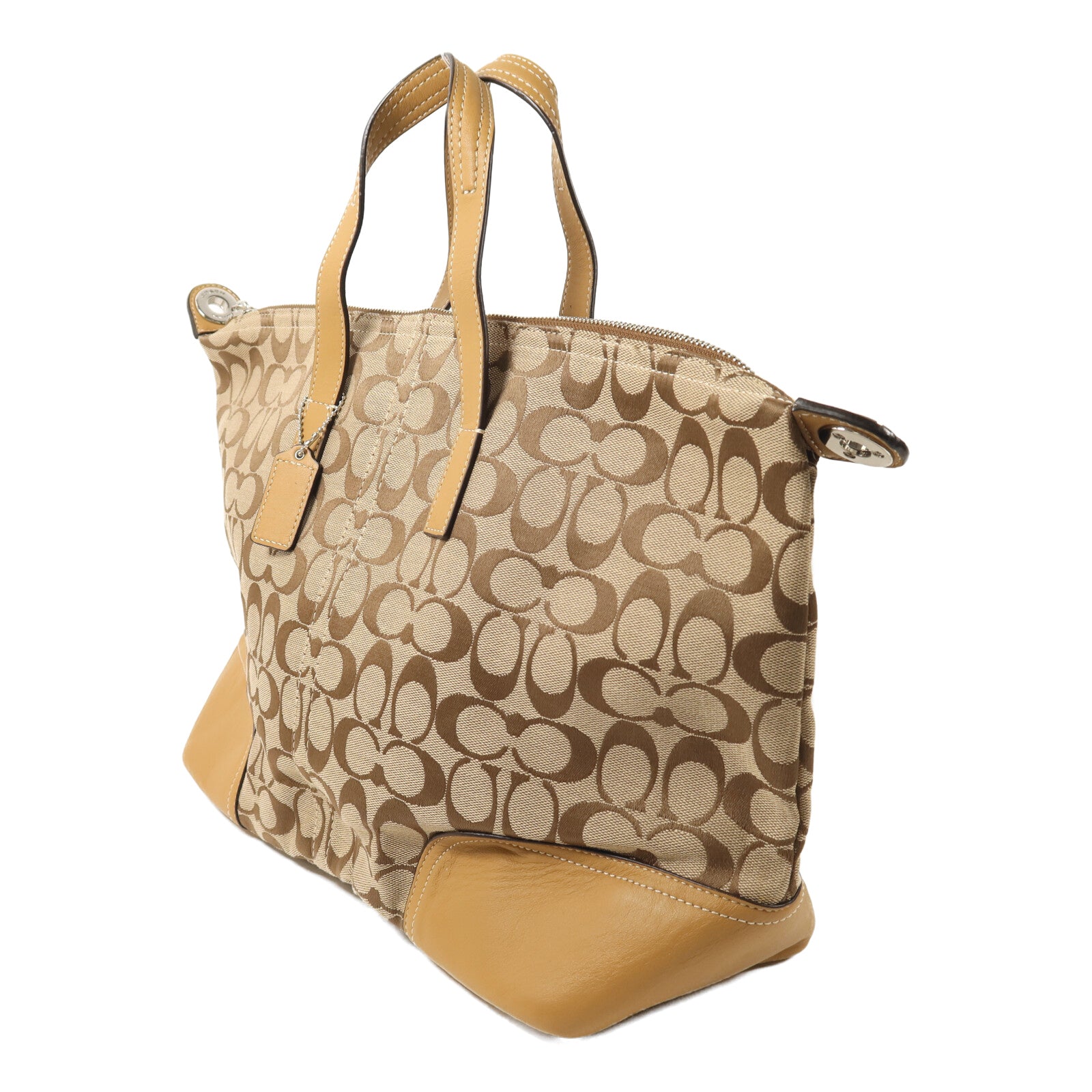 COACH 【激減優惠】帆布2 Way Shoulder銀扣手挽肩背兩用袋