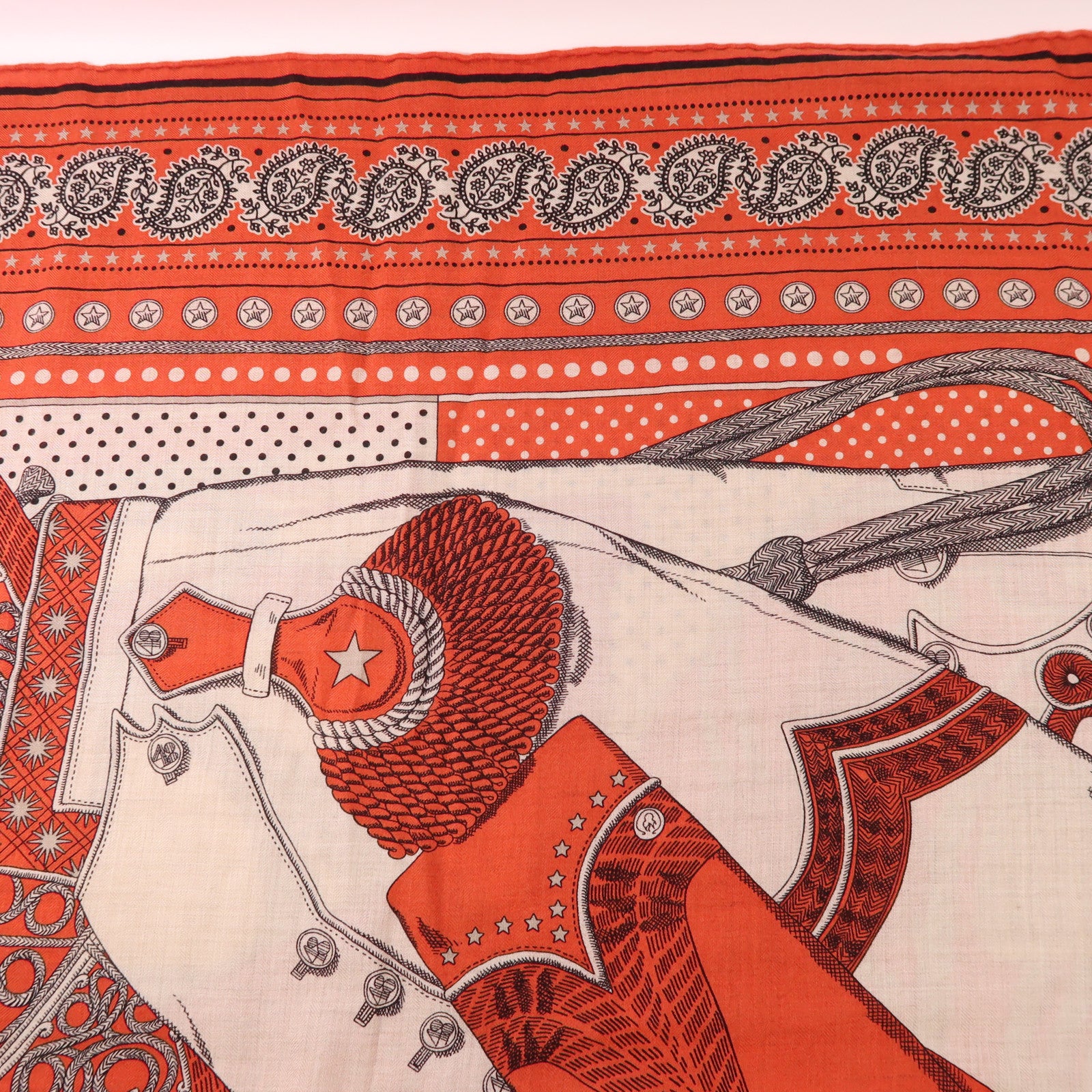 HERMES 羊絨/絲質Scarf 140X140絲巾Rouge Tomate