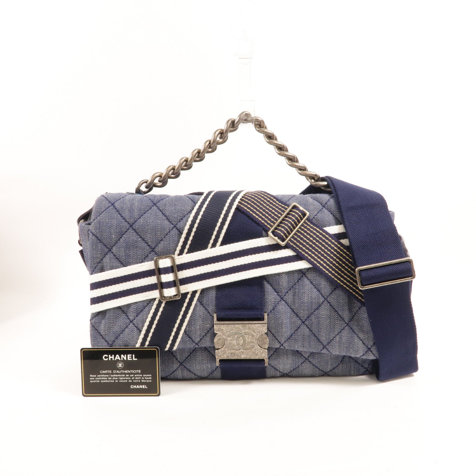 CHANEL Demin Airlines Buckle Messenger手挽肩背兩用袋