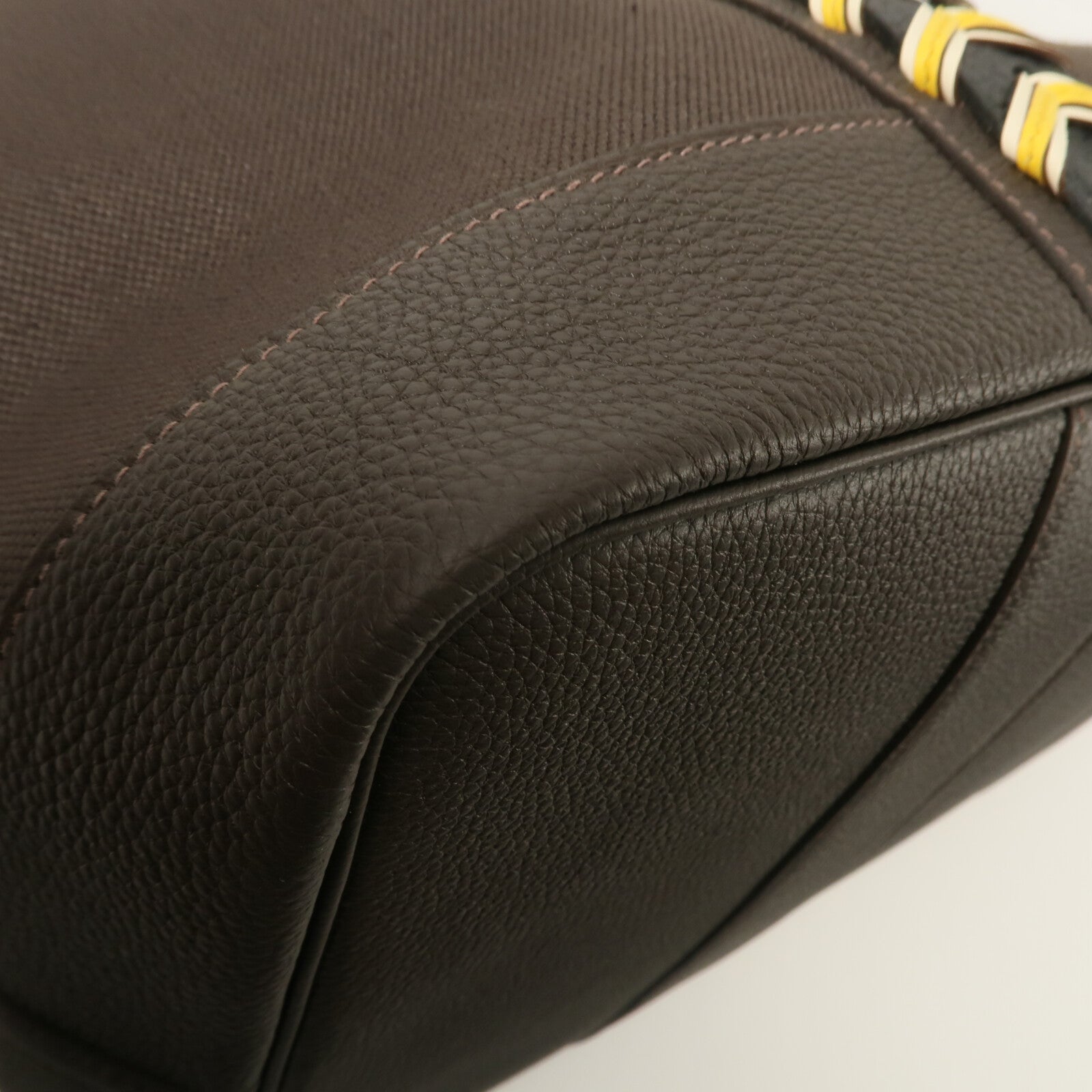 HERMES Toile Militaire帆布/Togo/Swift皮革Garden Voyage 41 Bredies Bag手挽袋Bai Brun/Noir/Sun/Craie
