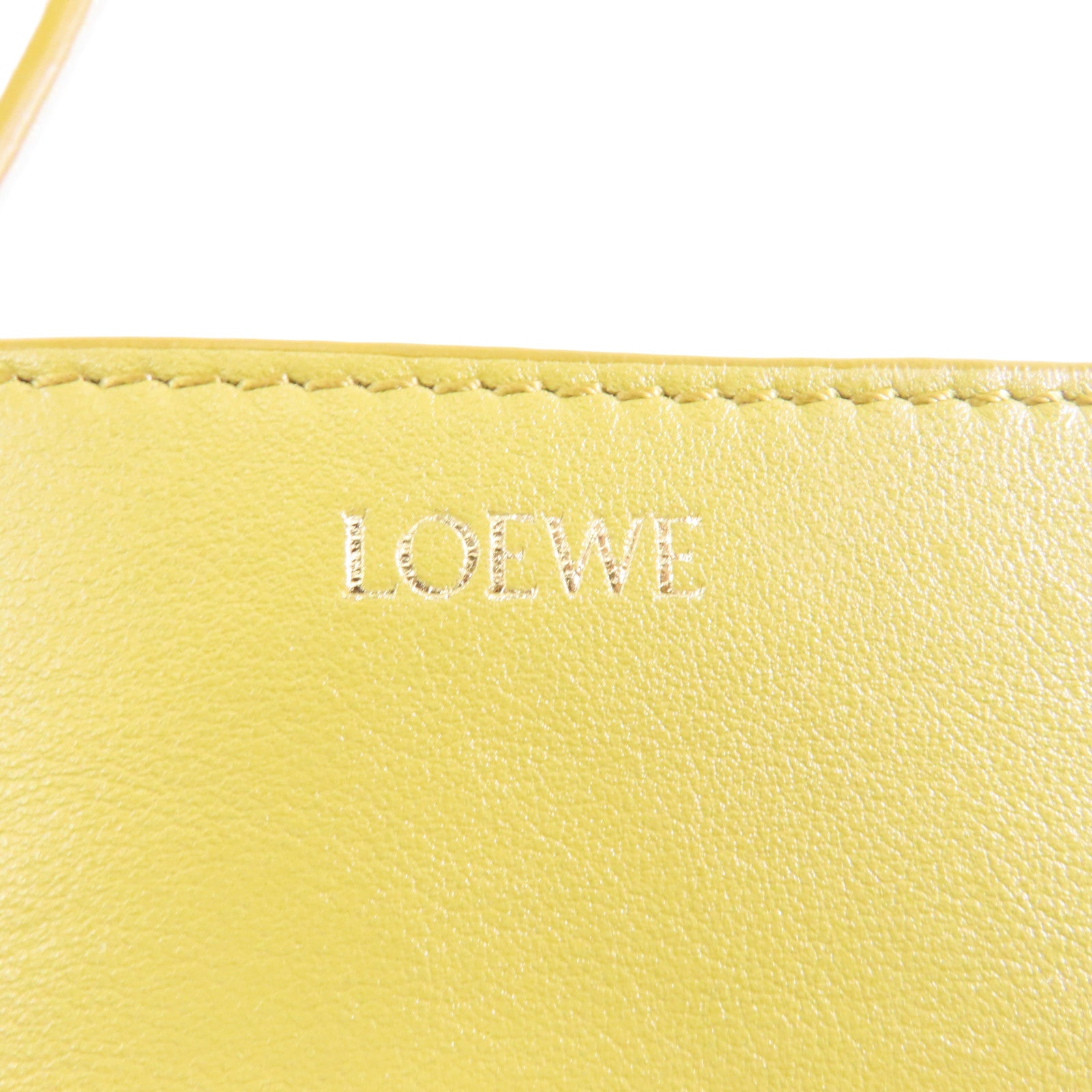 LOEWE 牛皮皮革Shoulder Bag金扣手挽肩背兩用袋黃色