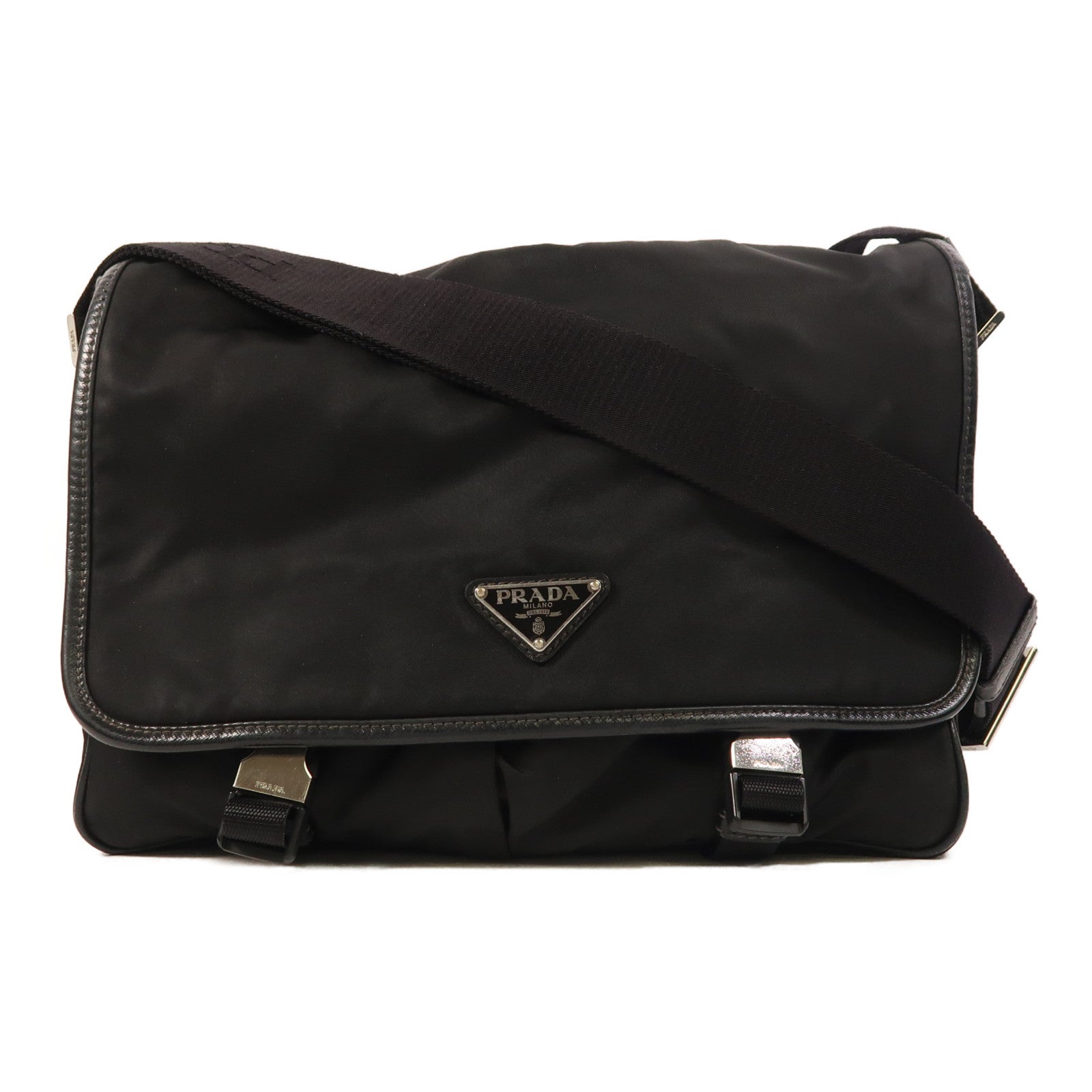 PRADA 尼龍Messenger Bag銀扣肩背袋