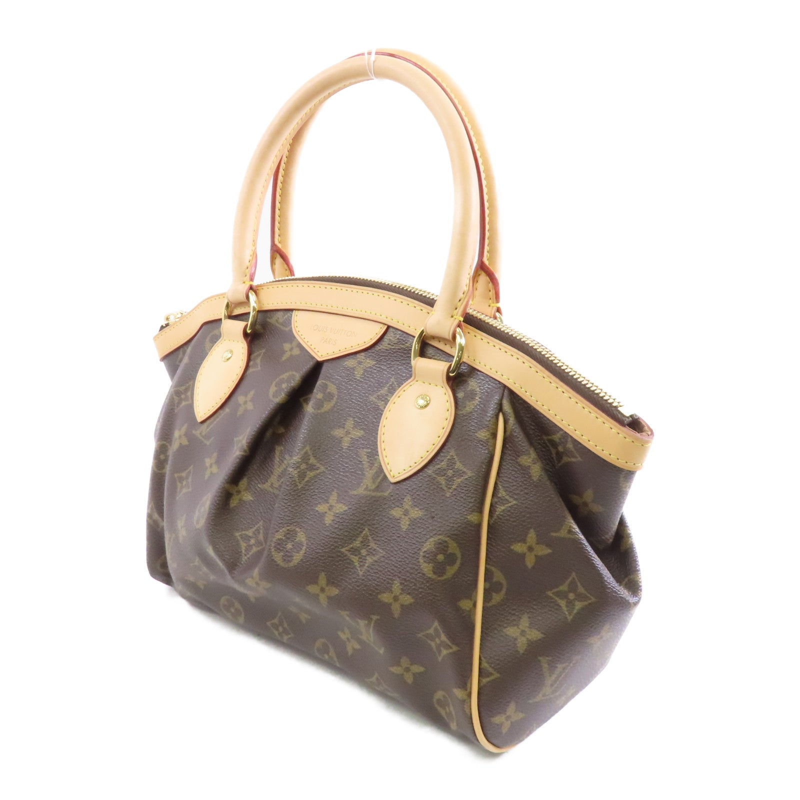 LOUIS VUITTON Monogram Tivoli PM金扣手挽袋棕色