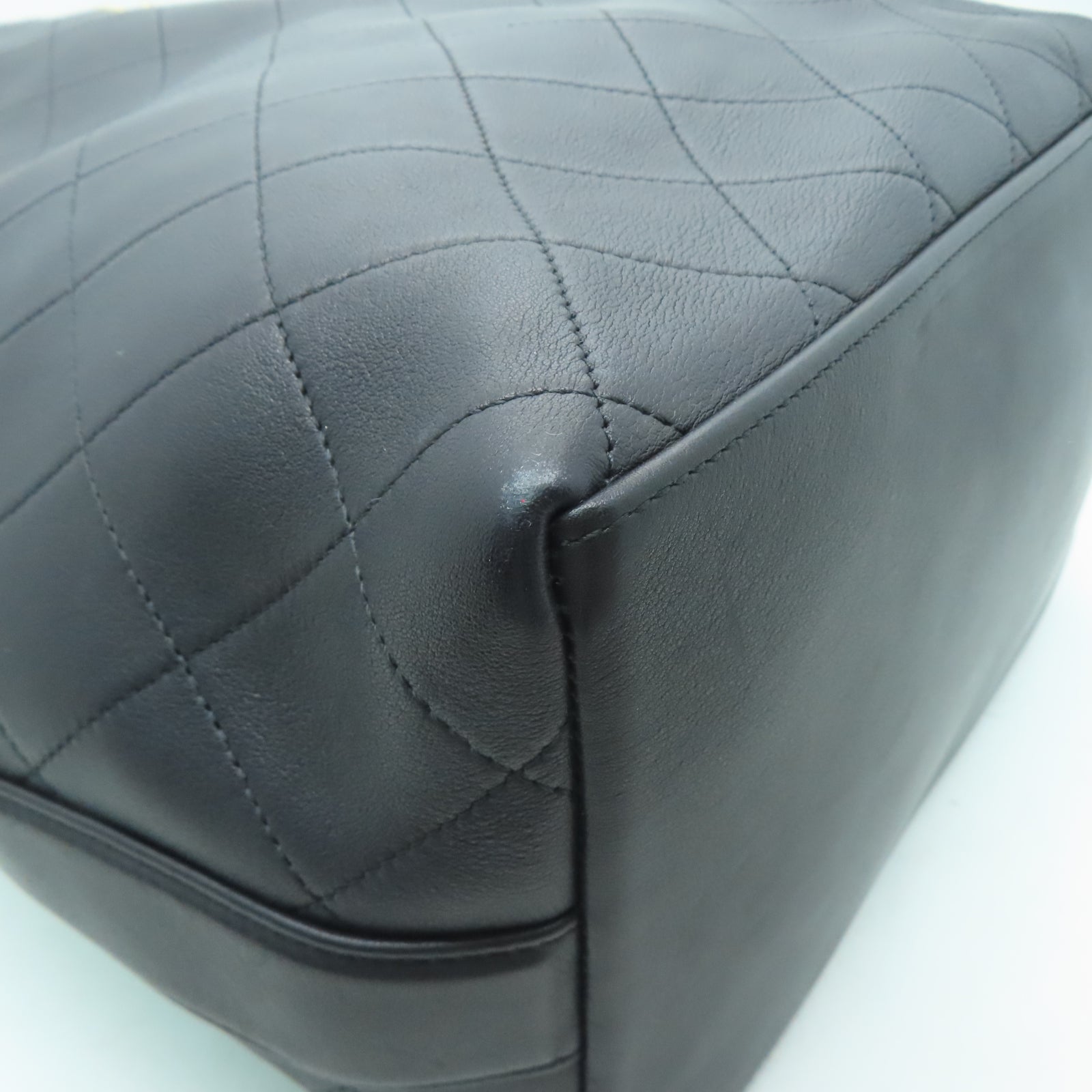 CHANEL 菱格牛皮皮革Shoulder Bag金扣手挽肩背兩用袋黑色