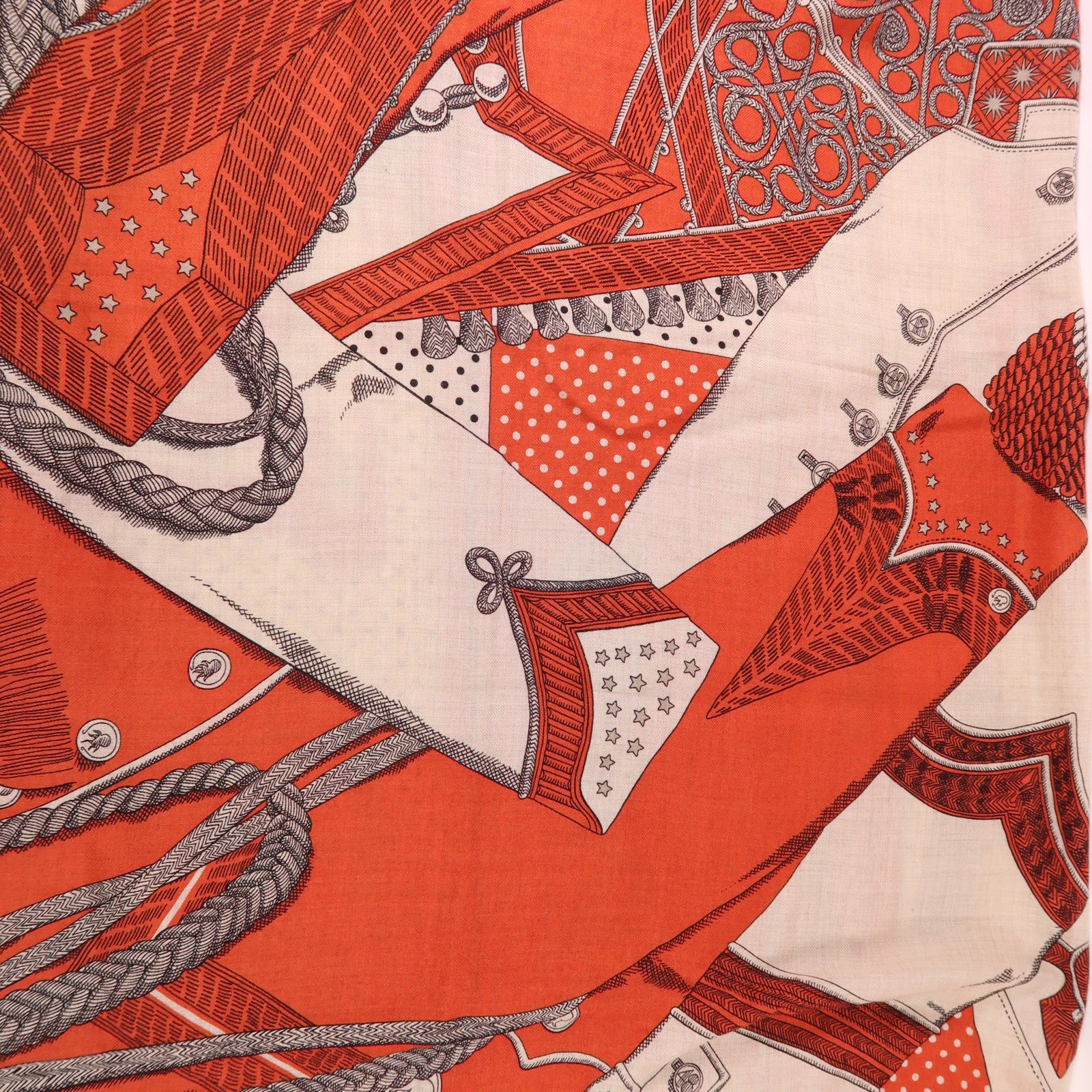 HERMES 羊絨/絲質Scarf 140X140絲巾Rouge Tomate