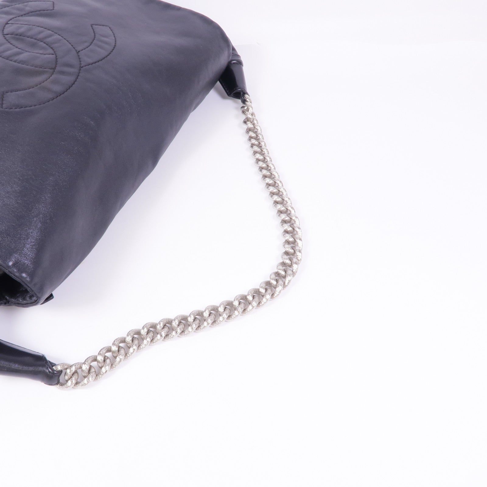 CHANEL 牛皮皮革Chain Shoulder銀扣鏈帶肩背袋