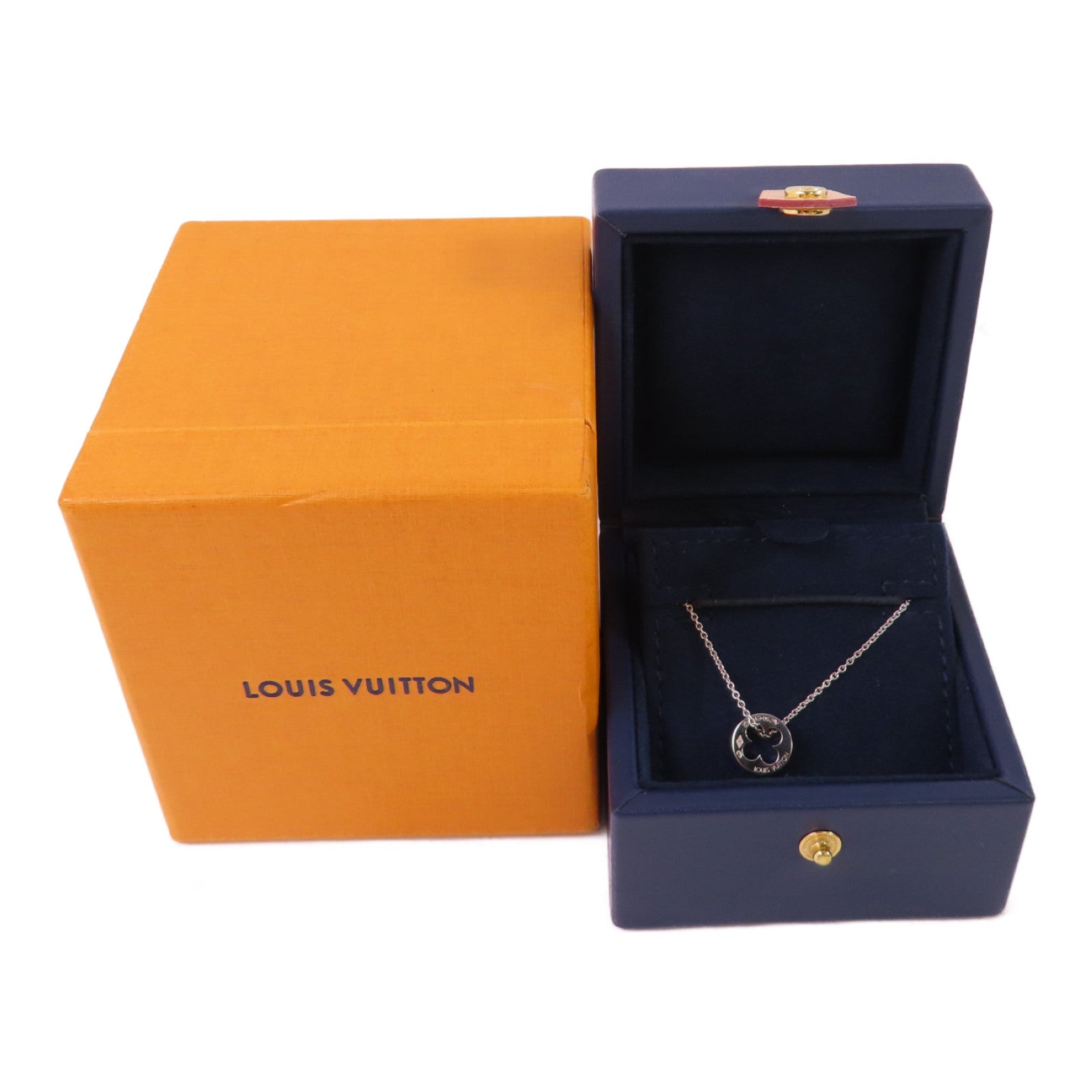LOUIS VUITTON 18K白金/鑽石Empreinte Diamond Necklace項鏈銀色