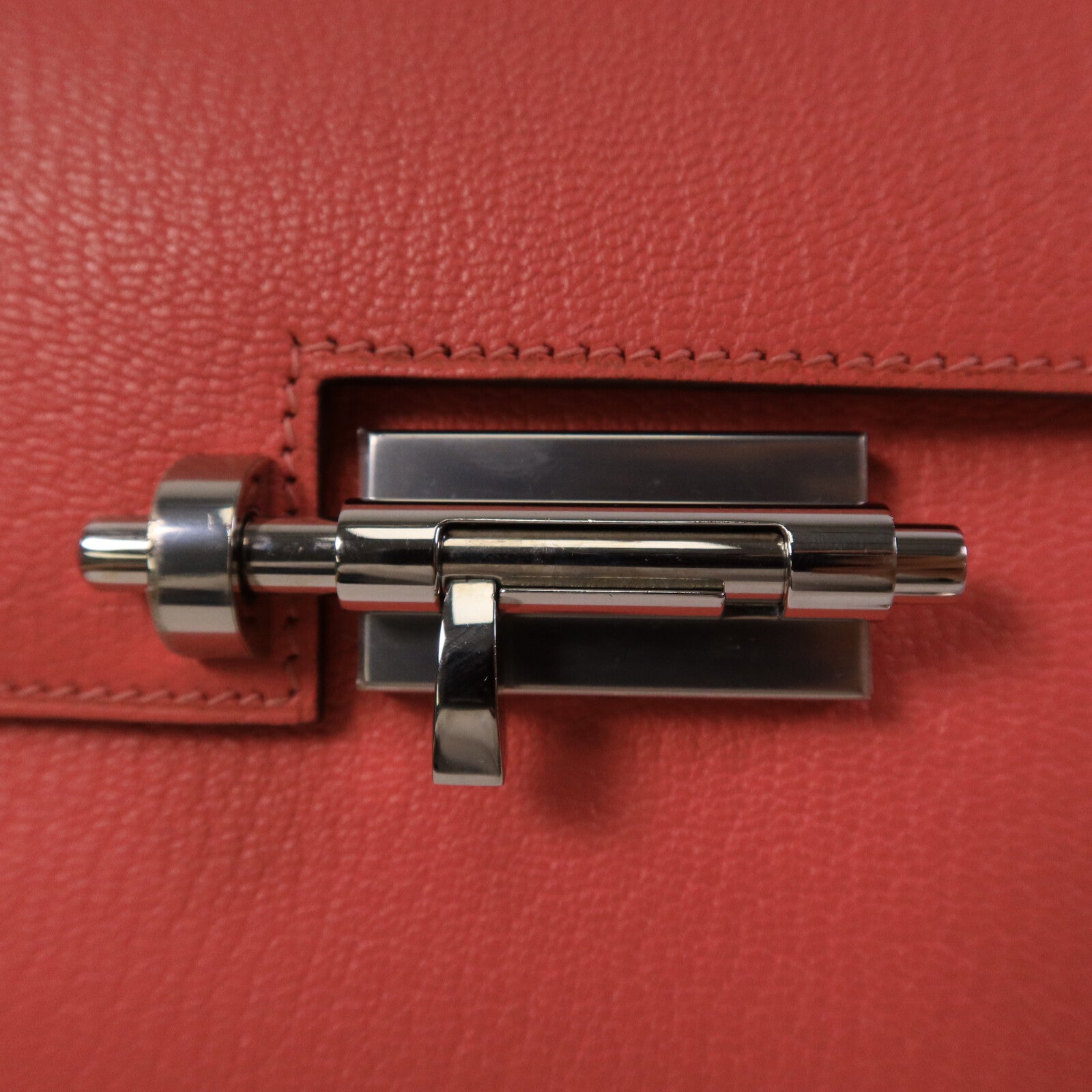 HERMES Chevre皮革Verrou Mini鏈帶肩背袋Rose Lipstick