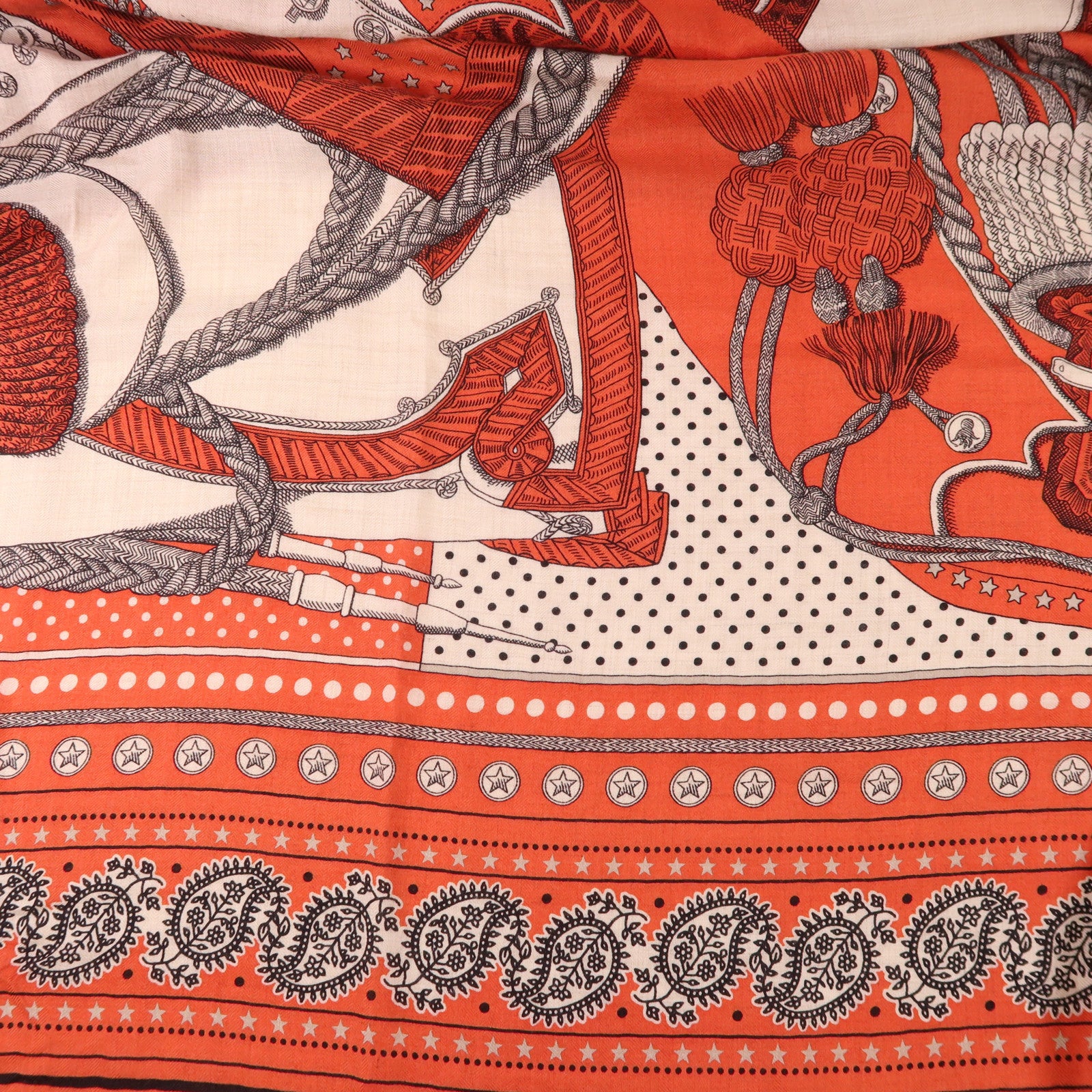 HERMES 羊絨/絲質Scarf 140X140絲巾Rouge Tomate