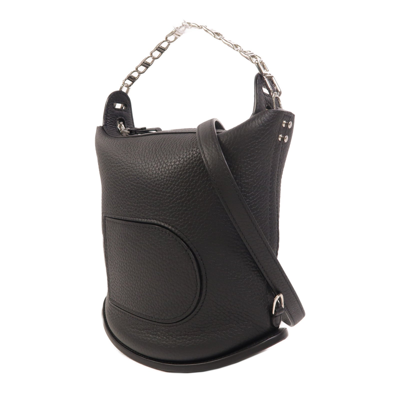 Delvaux 牛皮皮革Pin Twist銀扣手挽肩背兩用袋