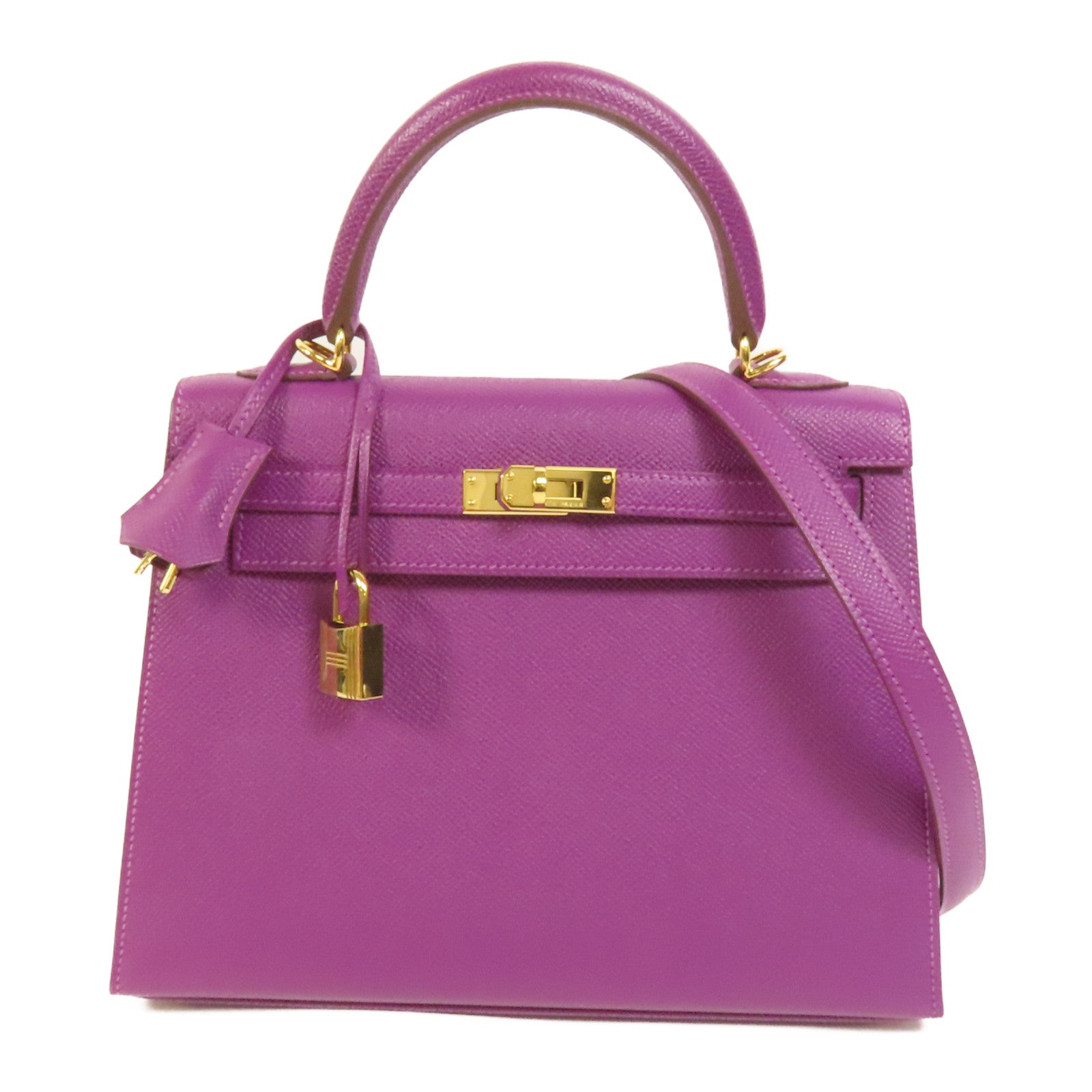 HERMES Epsom皮革Kelly 25金扣手挽肩背兩用袋Anemone