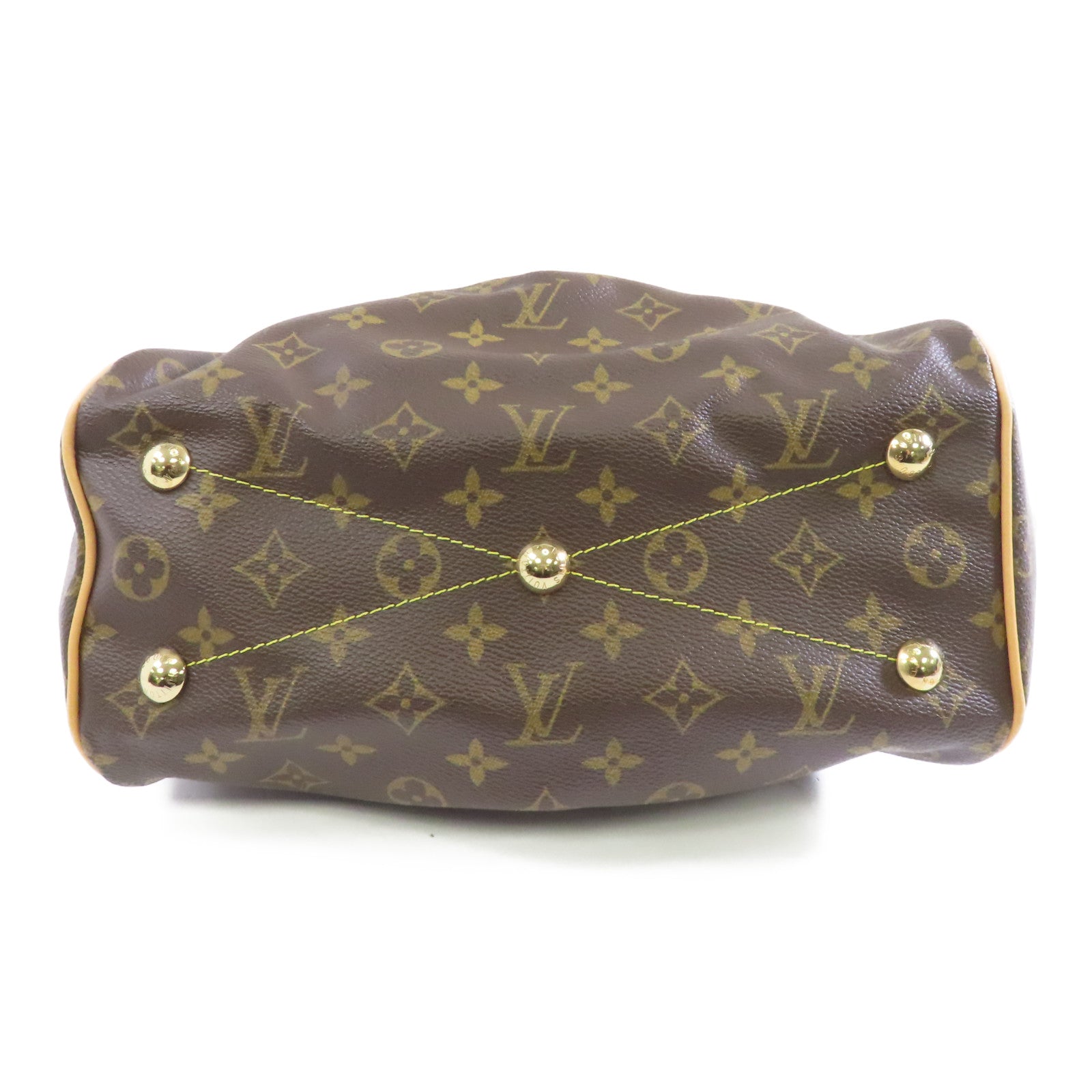 LOUIS VUITTON Monogram Tivoli PM金扣手挽袋棕色
