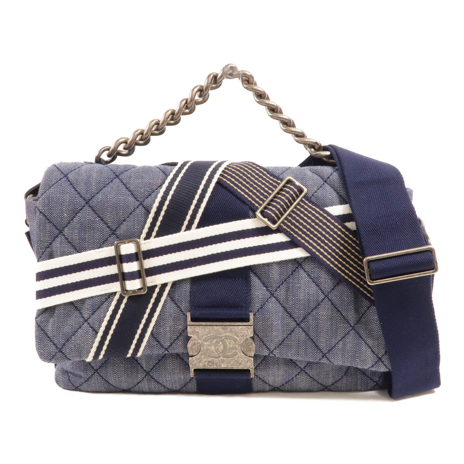 CHANEL Demin Airlines Buckle Messenger手挽肩背兩用袋