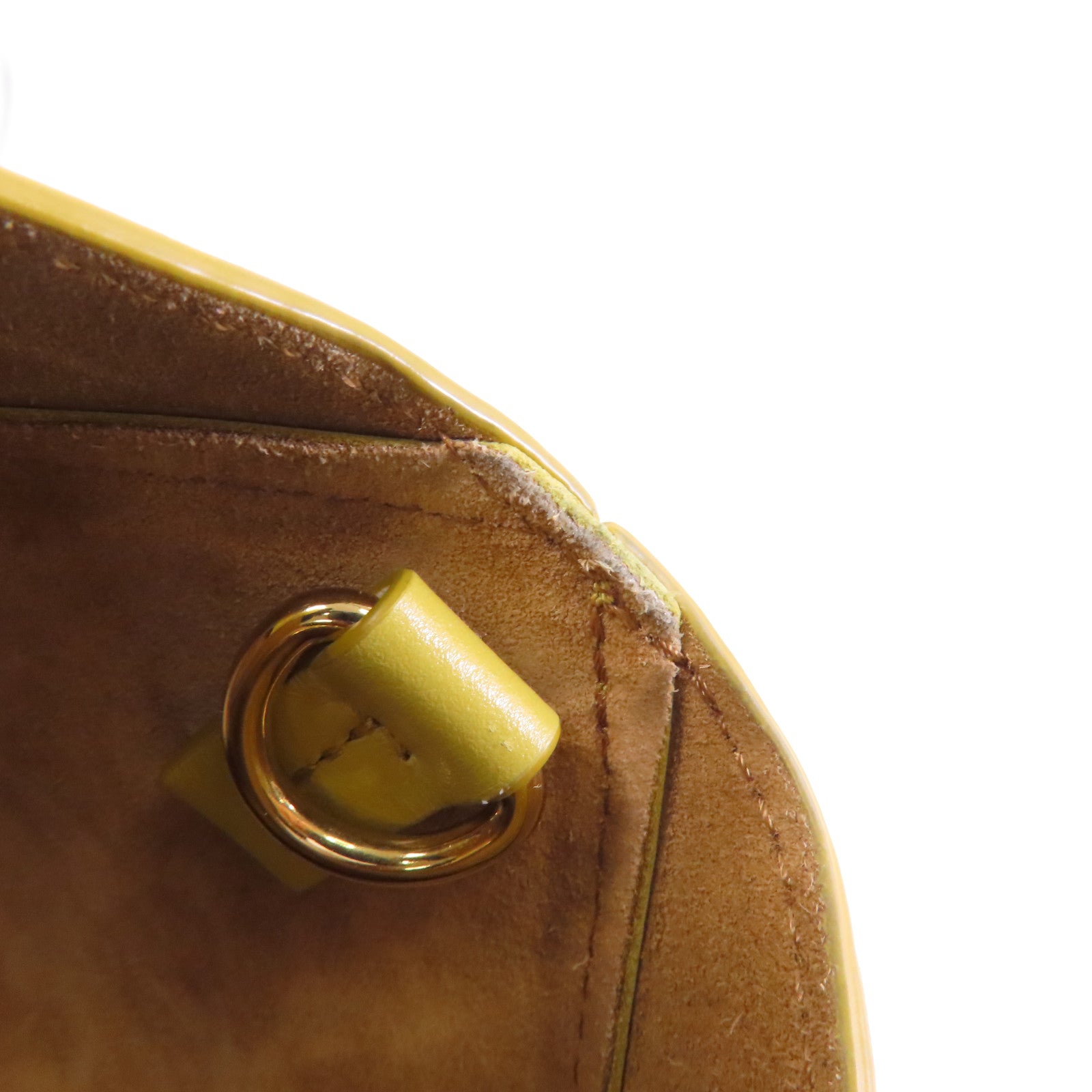 LOEWE 牛皮皮革Shoulder Bag金扣手挽肩背兩用袋黃色